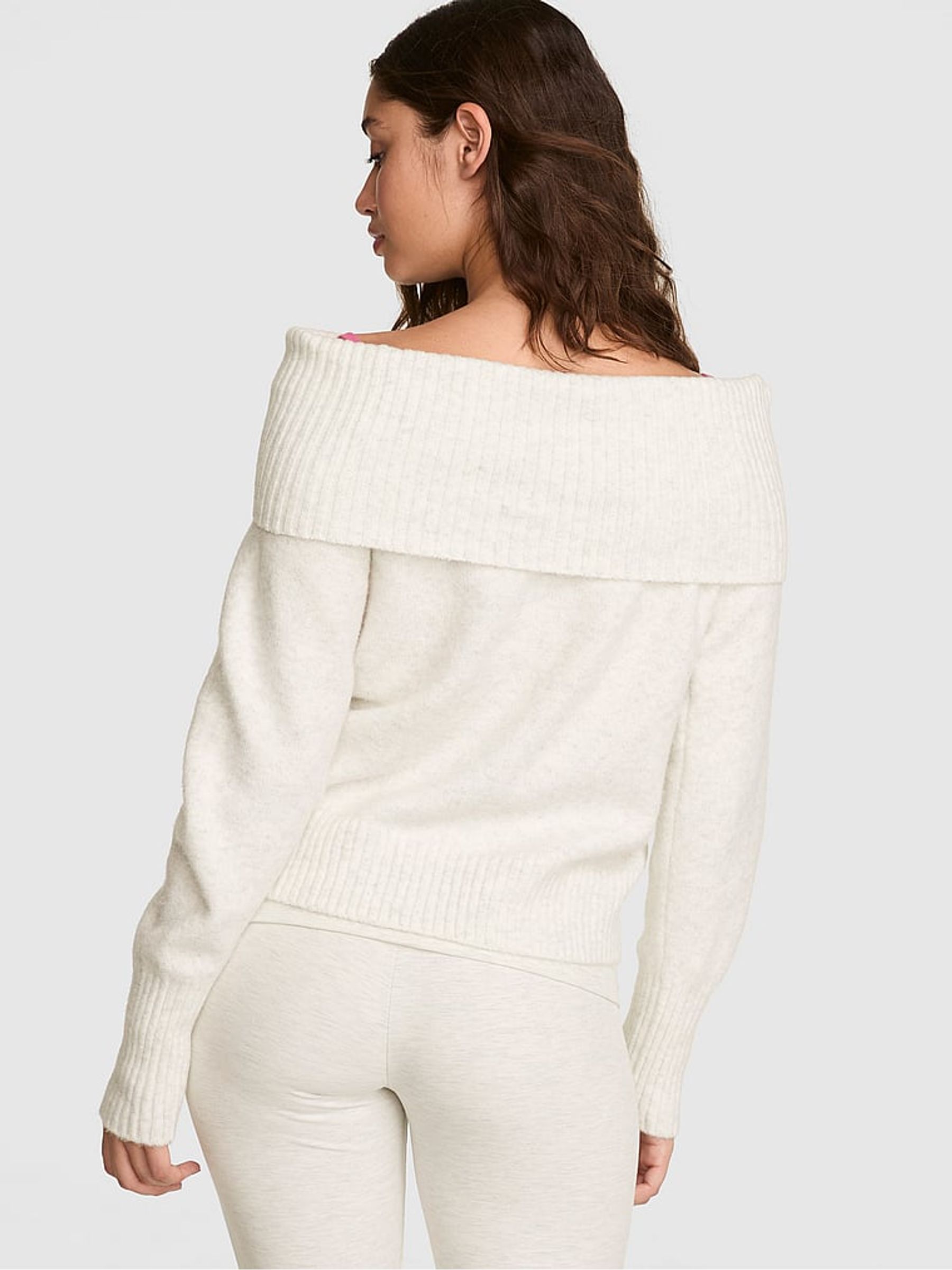 Snow Heather Grey Foldover Off The Shoulder Jumper - Image 2 of 2