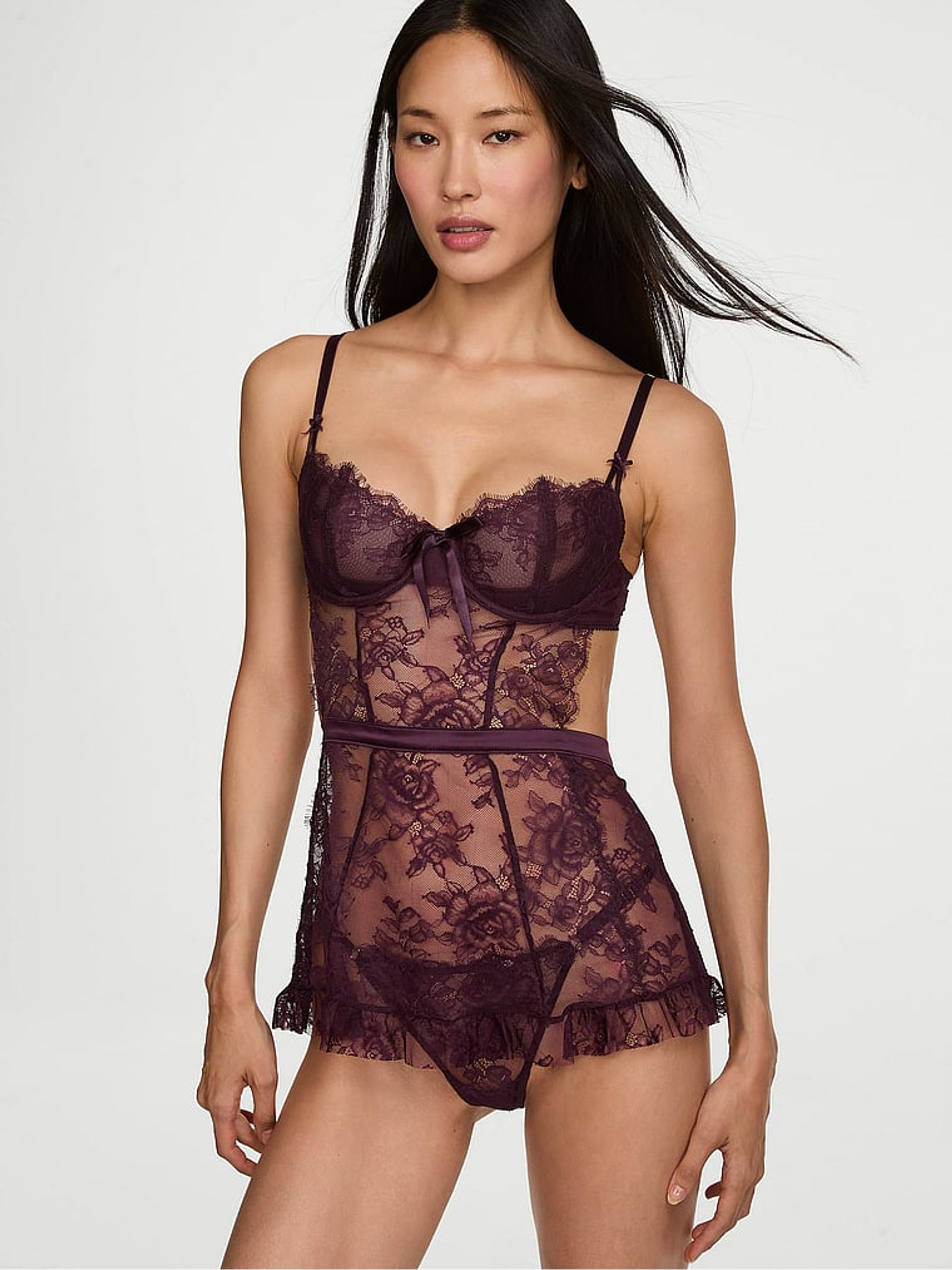 Winter Wine Red Apron Babydoll Set - Image 1 of 2 Winter Wine Red Apron Babydoll Set - Image 1 of 2