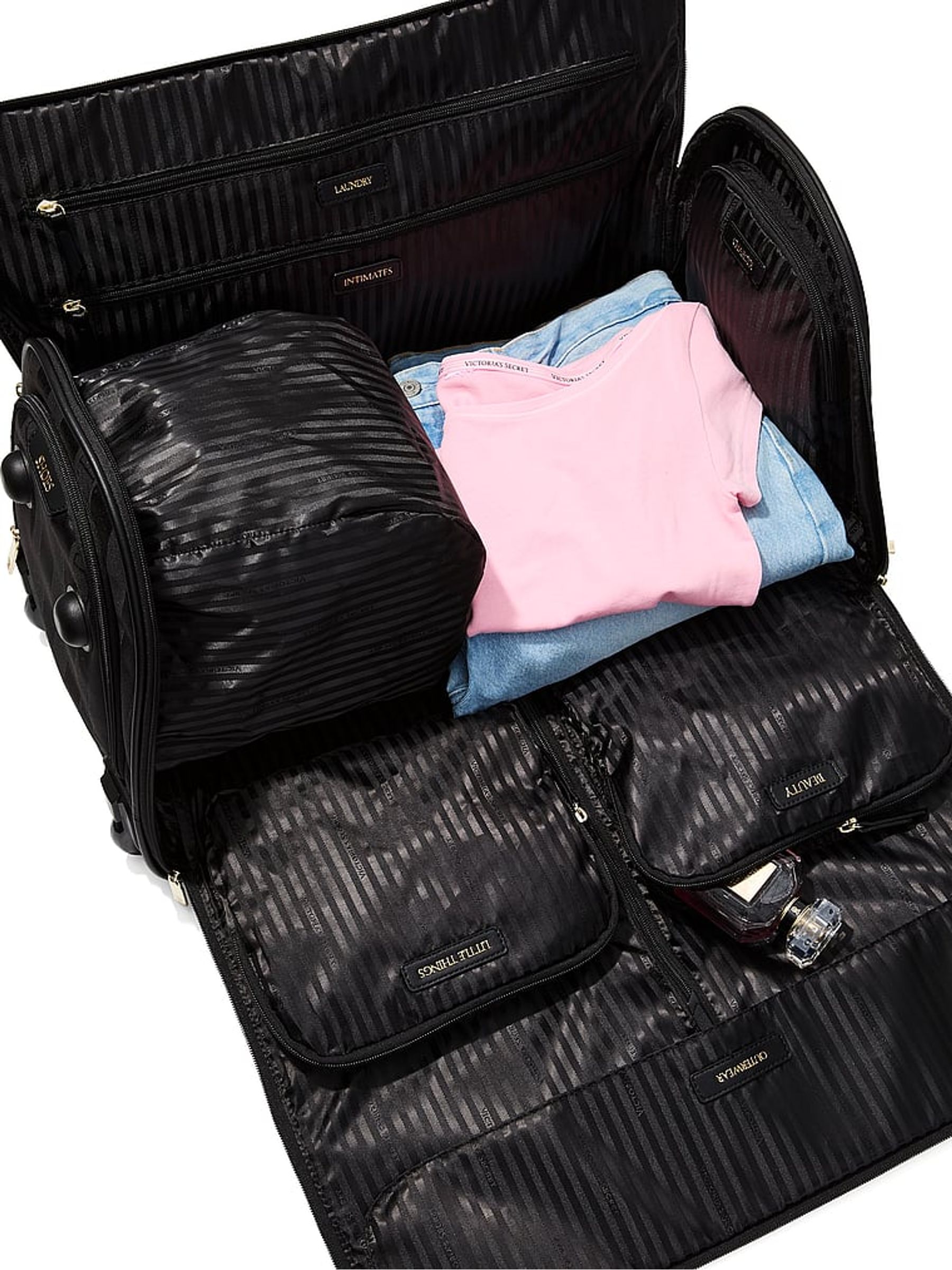 Black Stripe Weekender Rolling Duffle Bag - Image 3 of 3 Black Stripe Weekender Rolling Duffle Bag - Image 3 of 3