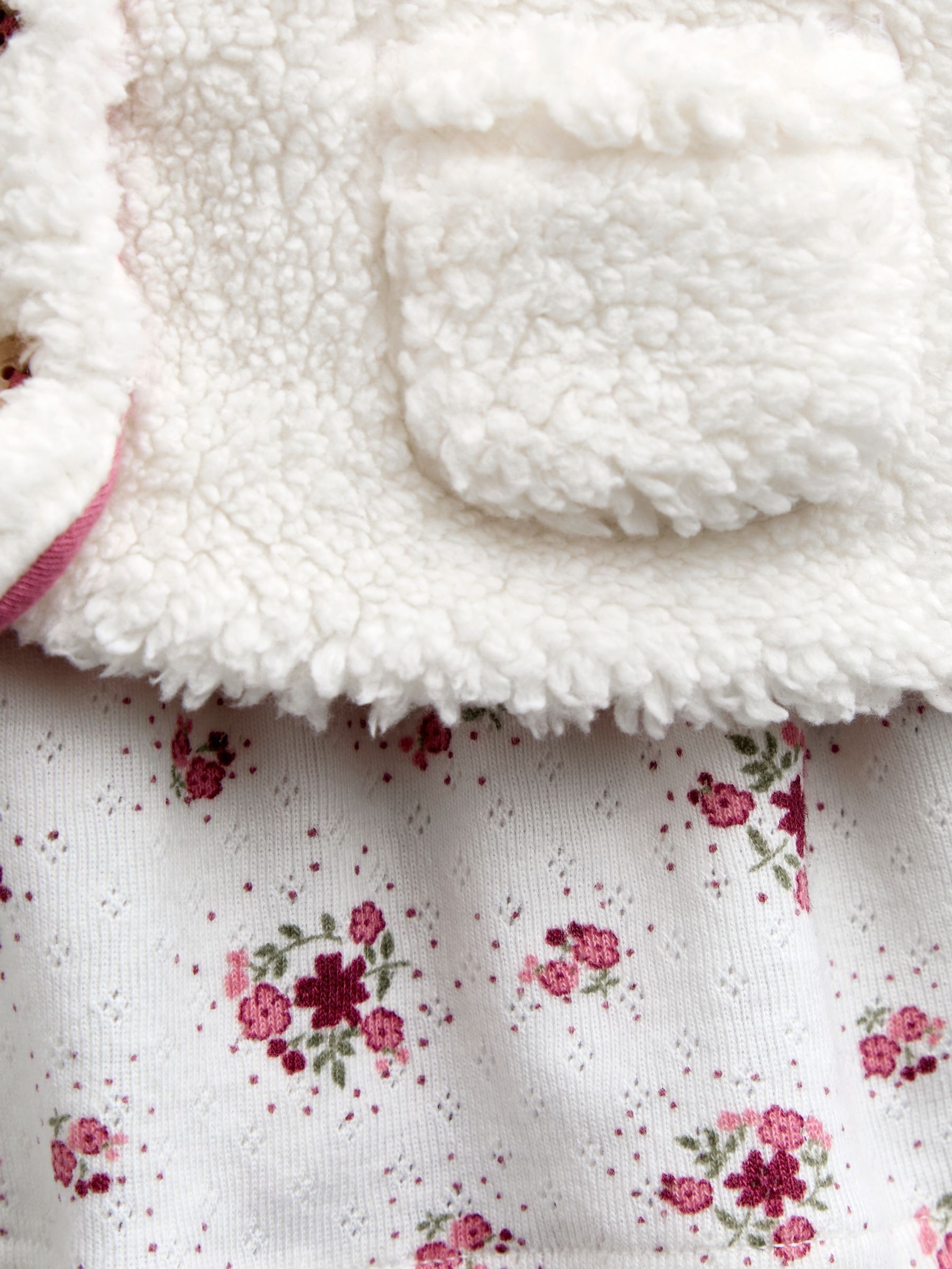 Rose Pink Floral Blouse, Leggings & Gilet Baby Set - Image 8 of 8