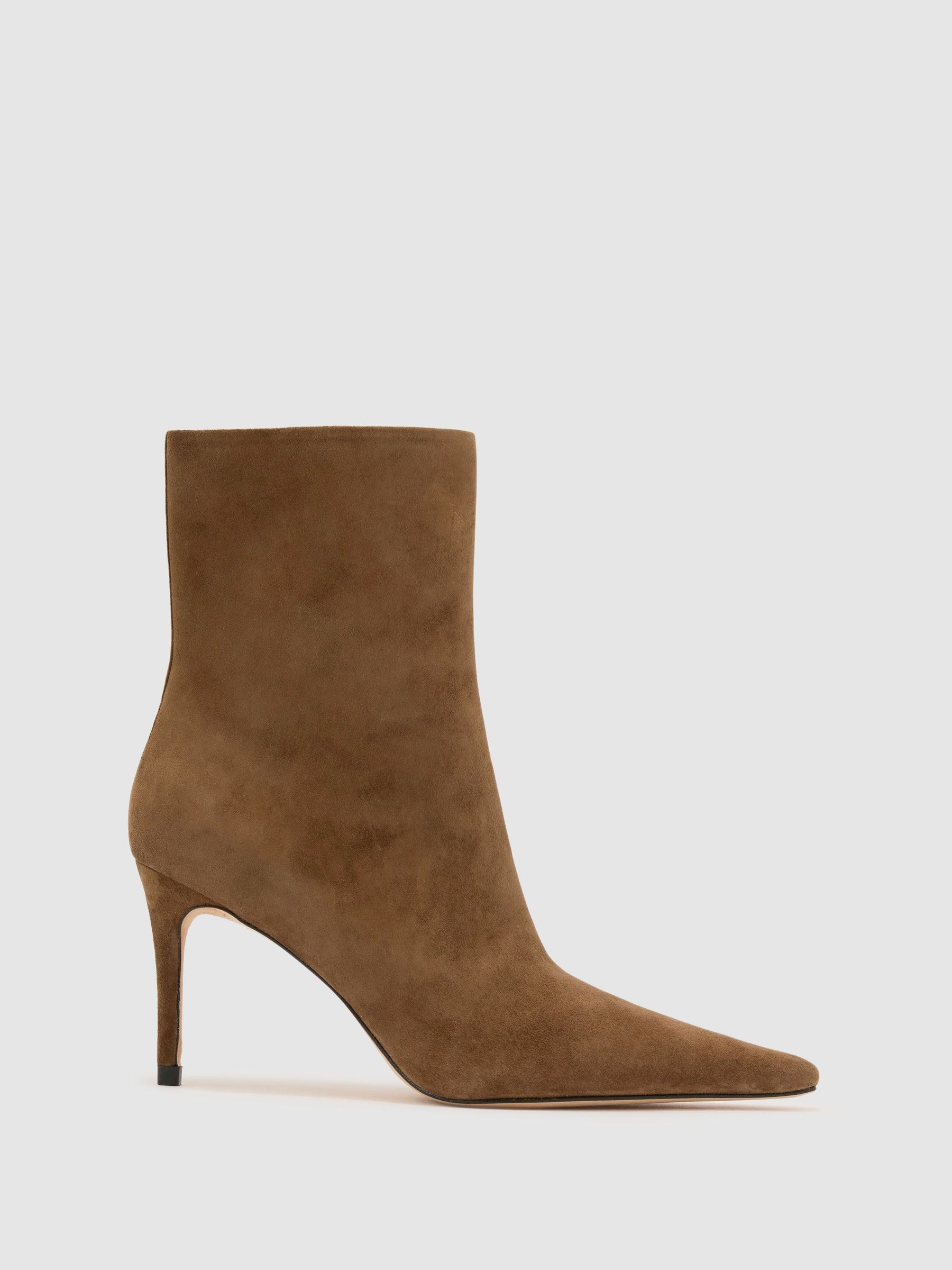 Atelier Suede Heeled Ankle Boots in Tan - Image 2 of 5 Atelier Suede Heeled Ankle Boots in Tan - Image 2 of 5