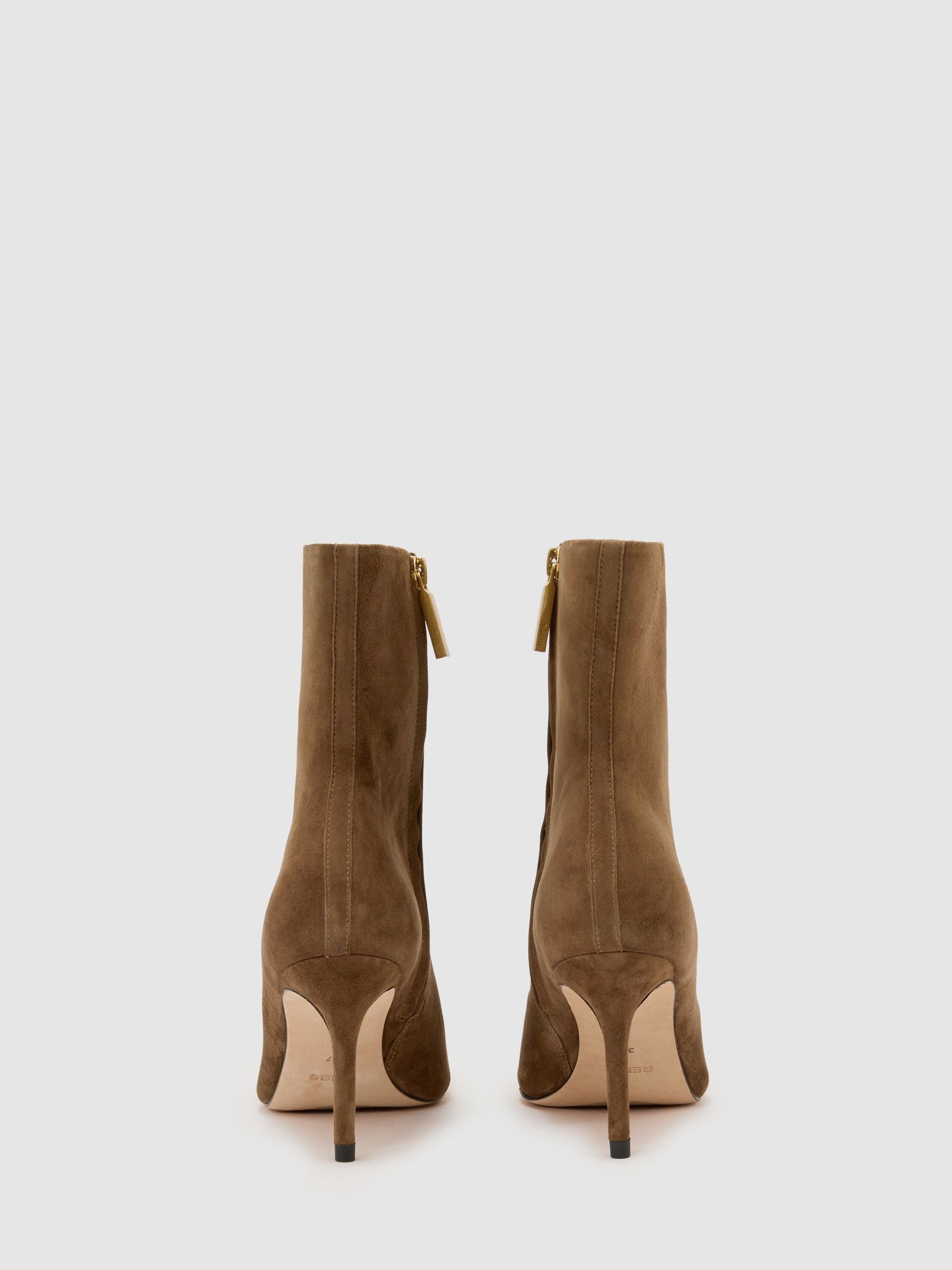 Atelier Suede Heeled Ankle Boots in Tan - Image 4 of 5