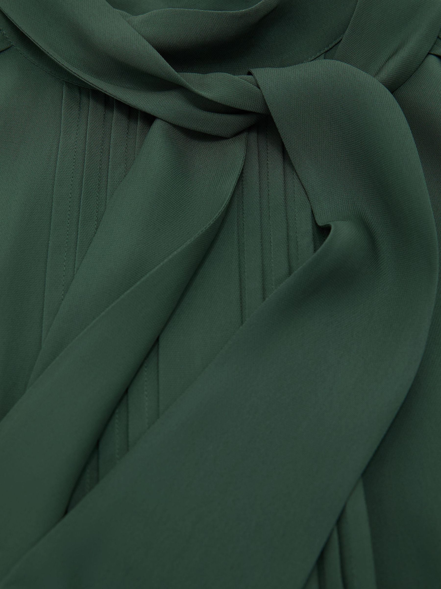 Pintuck-Detail Tie-Back Blouse in Teal Green - Image 7 of 7