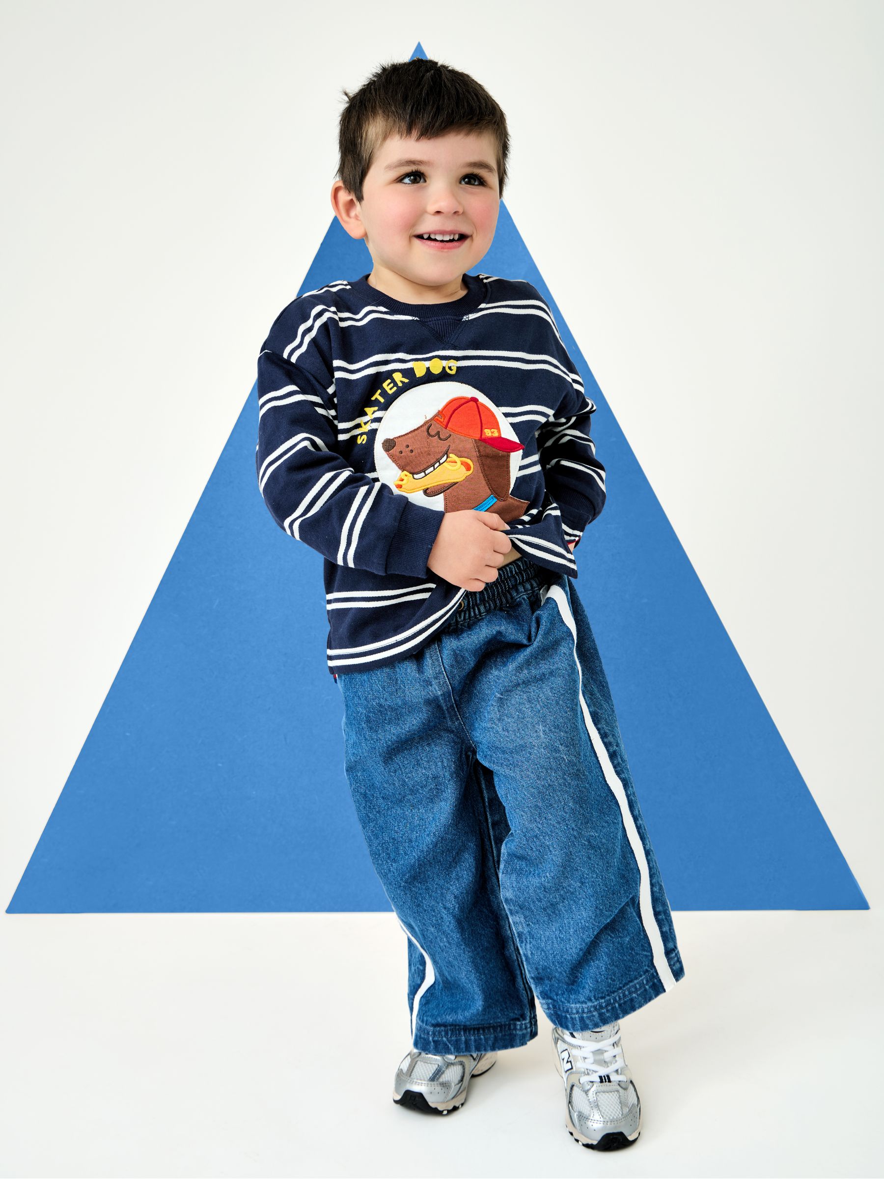 Navy Blue Skater Dog Appliqué Sweatshirt - Image 2 of 6
