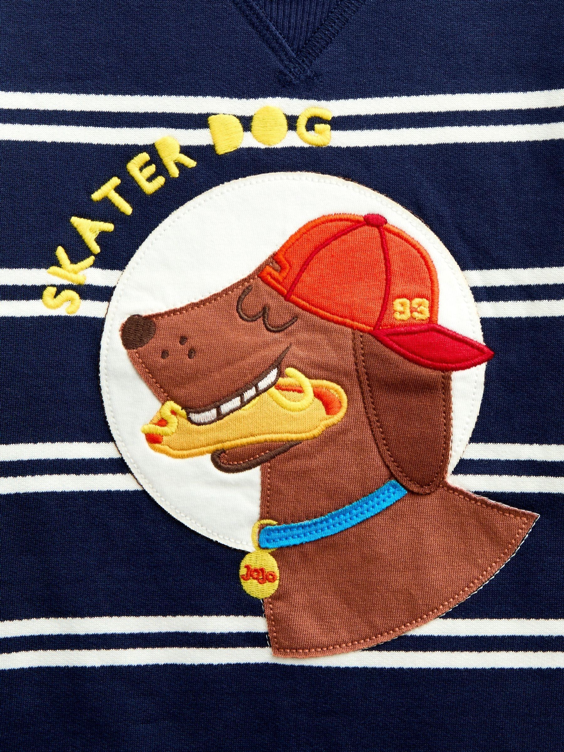 Navy Blue Skater Dog Appliqué Sweatshirt - Image 6 of 6
