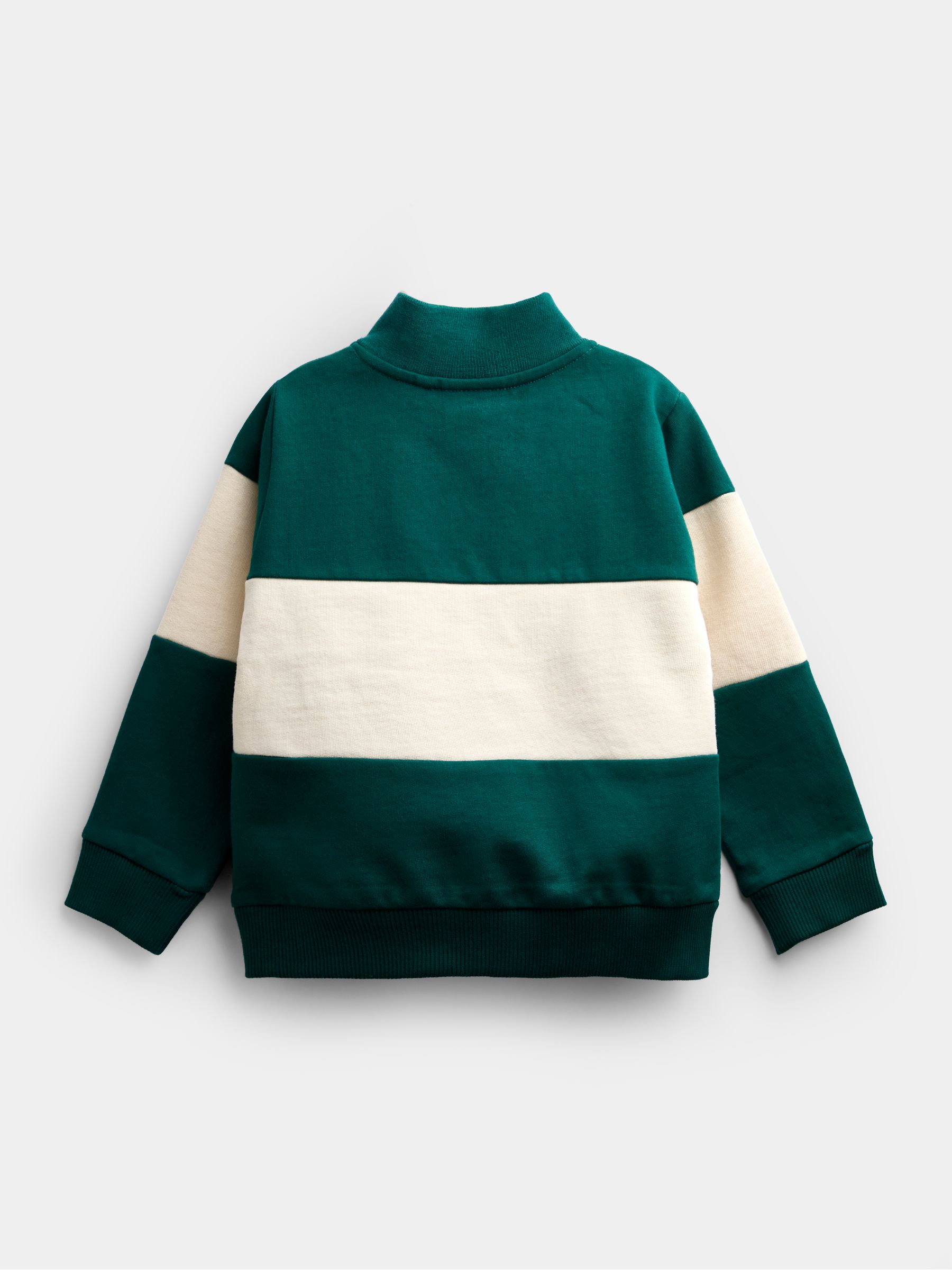 Dark Green Stripe Varsity Half Zip Sweatshirt - Image 2 of 4 Dark Green Stripe Varsity Half Zip Sweatshirt - Image 2 of 4