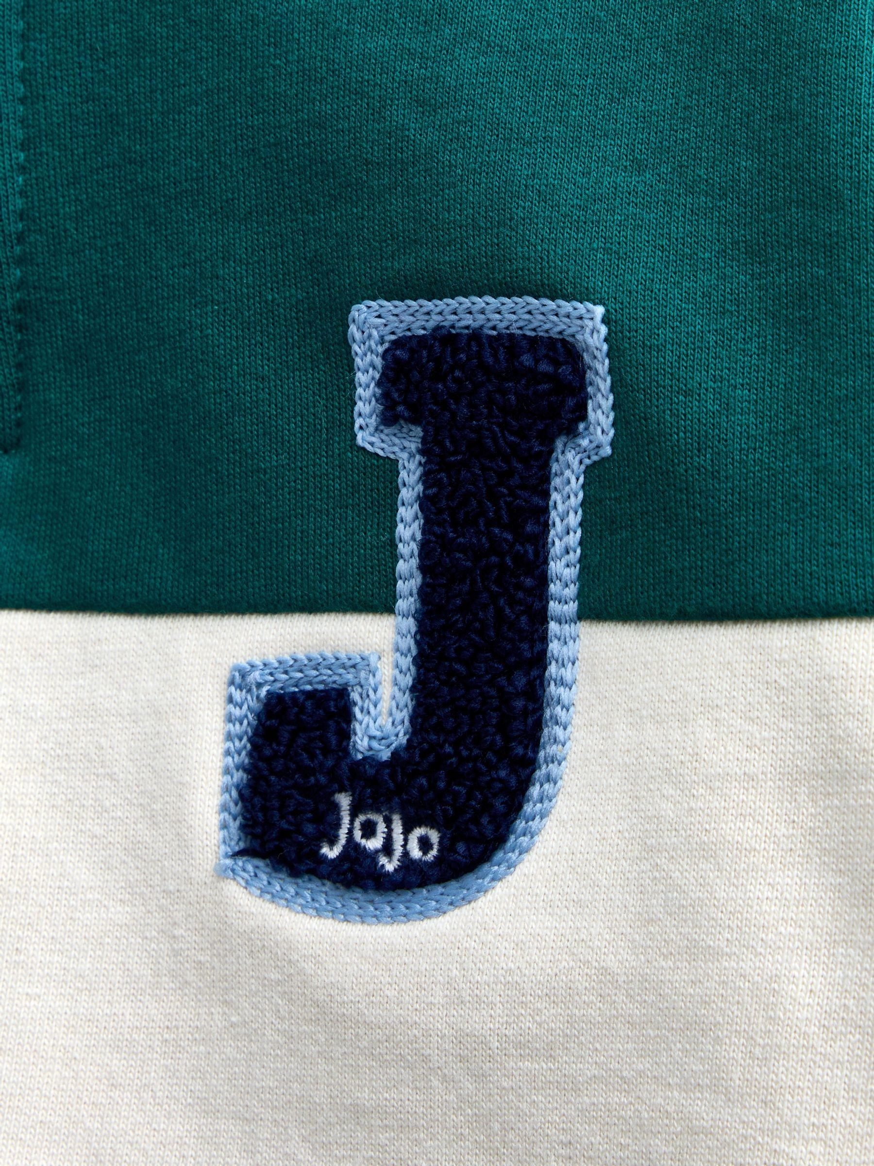 Dark Green Stripe Varsity Half Zip Sweatshirt - Image 4 of 4
