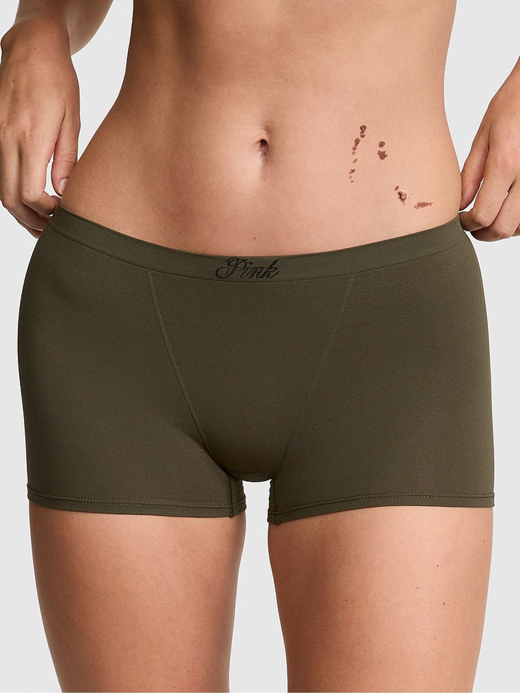 Olive Green Boyshort Ribbed Seamless Knickers - Image 1 of 2 Olive Green Boyshort Ribbed Seamless Knickers - Image 1 of 2