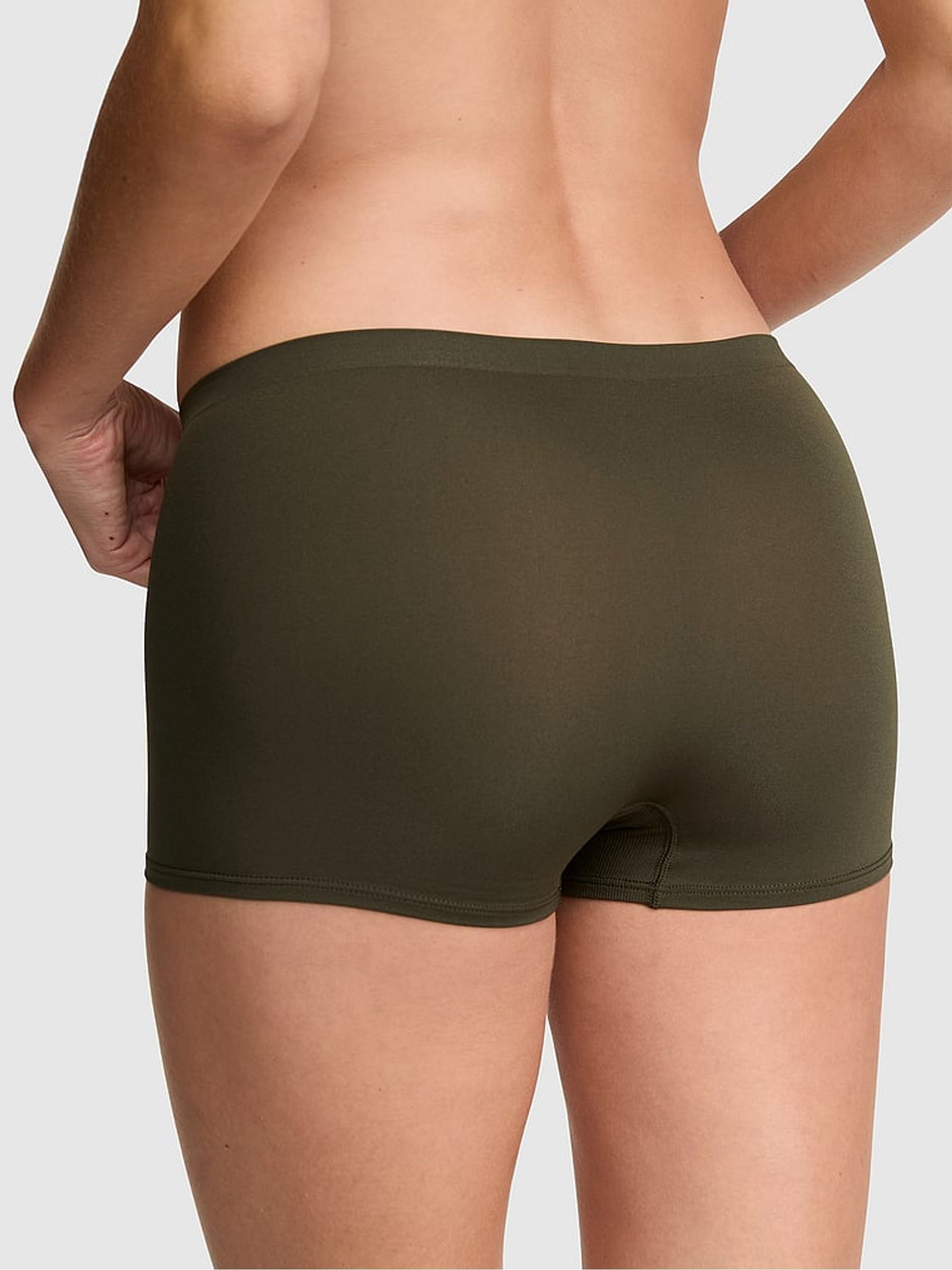 Olive Green Boyshort Ribbed Seamless Knickers - Image 2 of 2