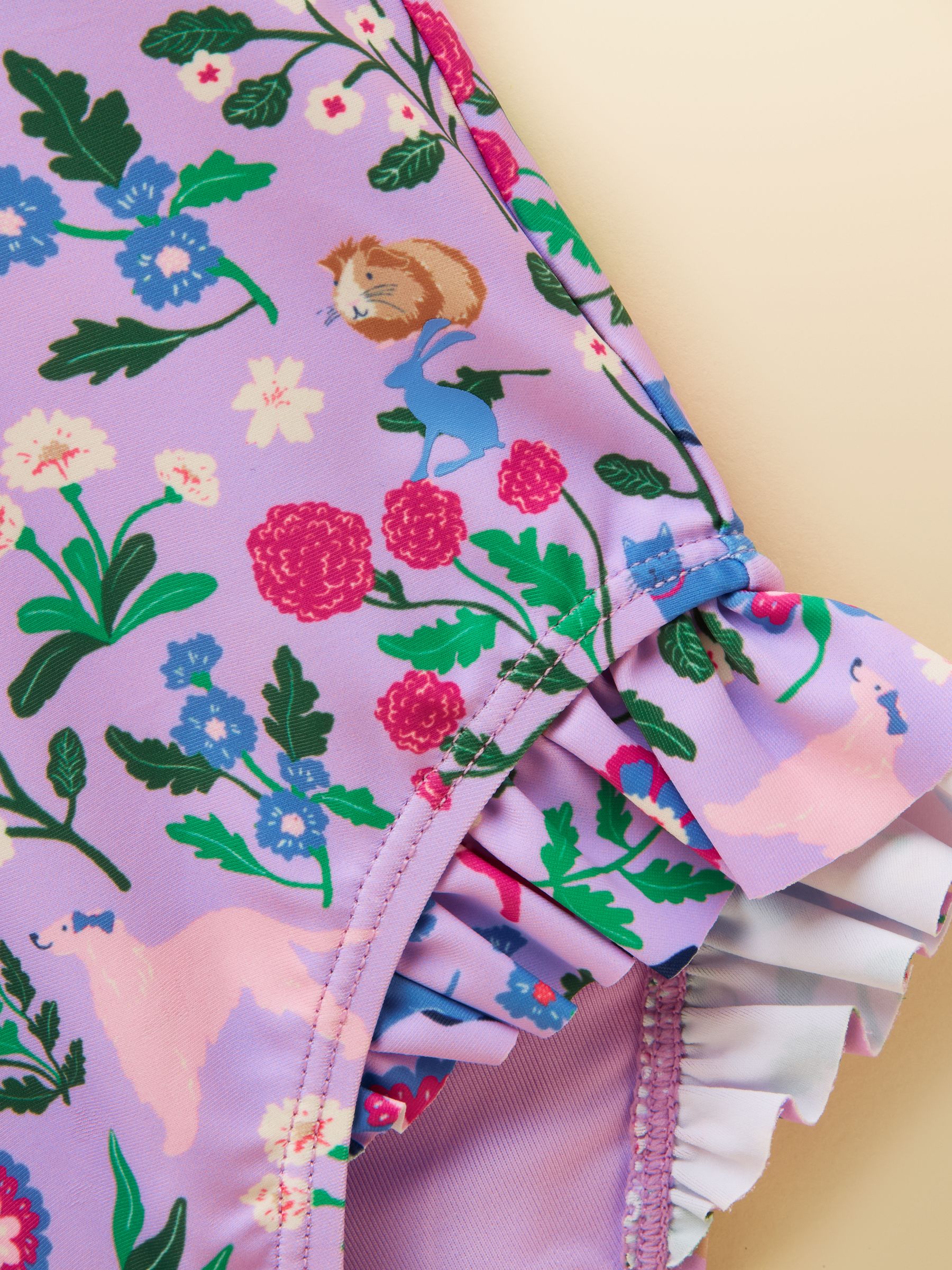 Girls' Splash Lilac Dog Floral Swimming Costume - Image 3 of 4