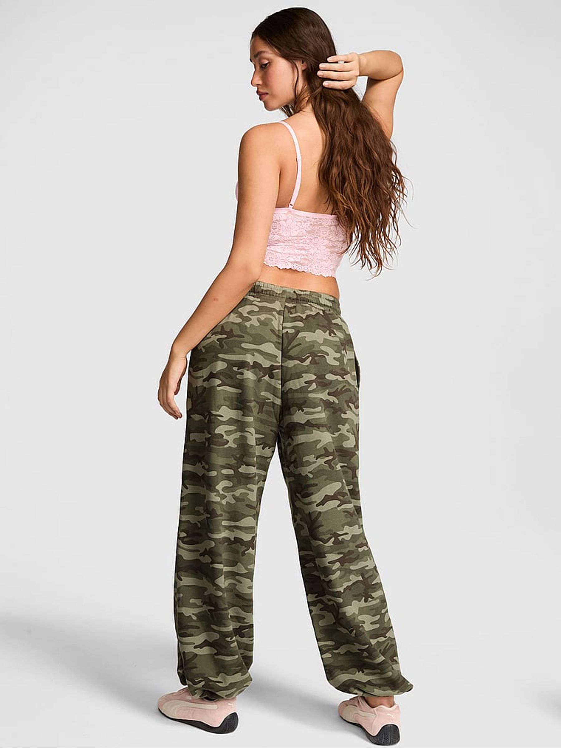 Green Camo Flared Adjustible Fleece Joggers - Image 2 of 4