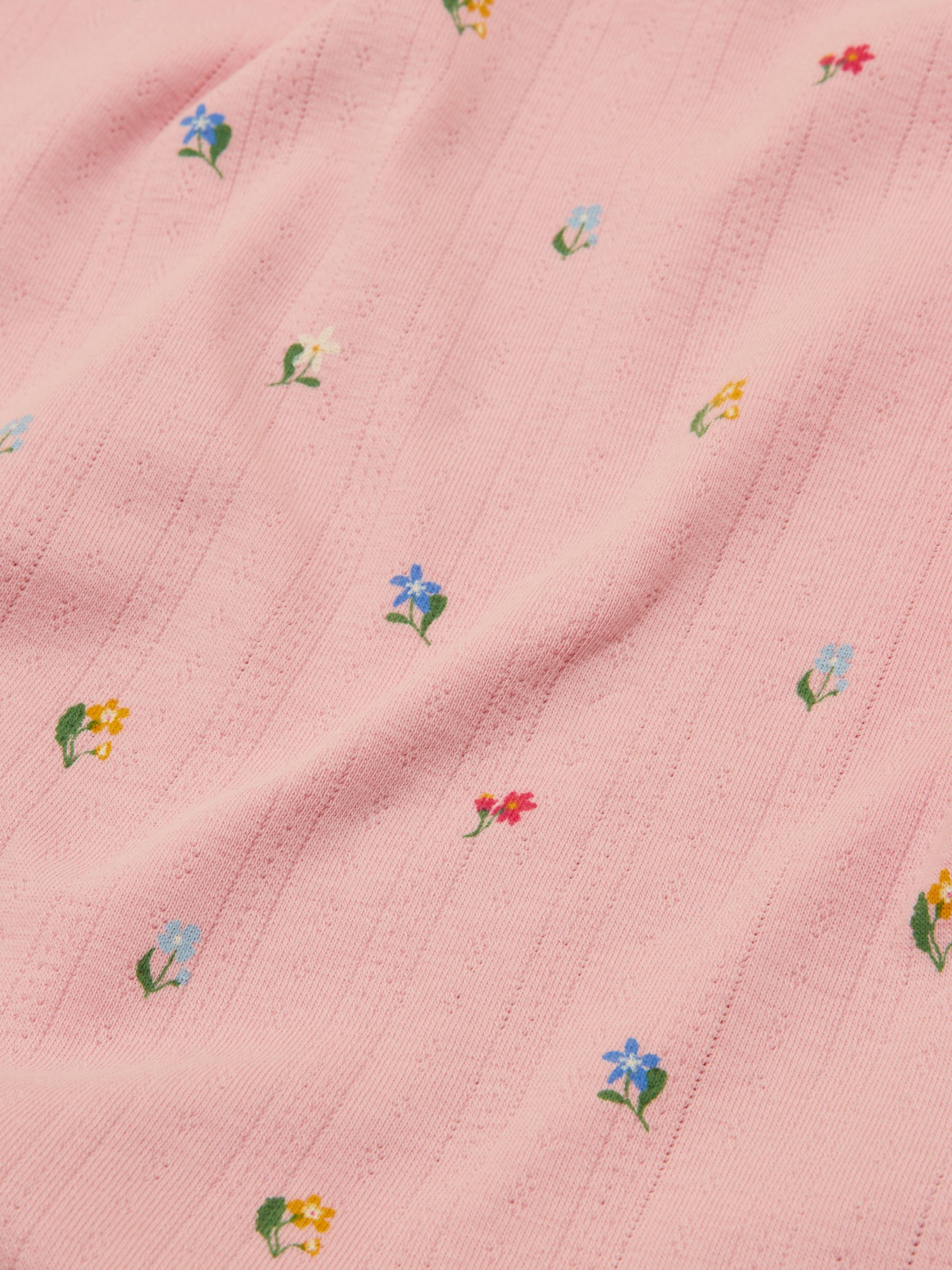 Girls' Odelia Pink Floral Long Sleeve Pointelle Top - Image 4 of 4