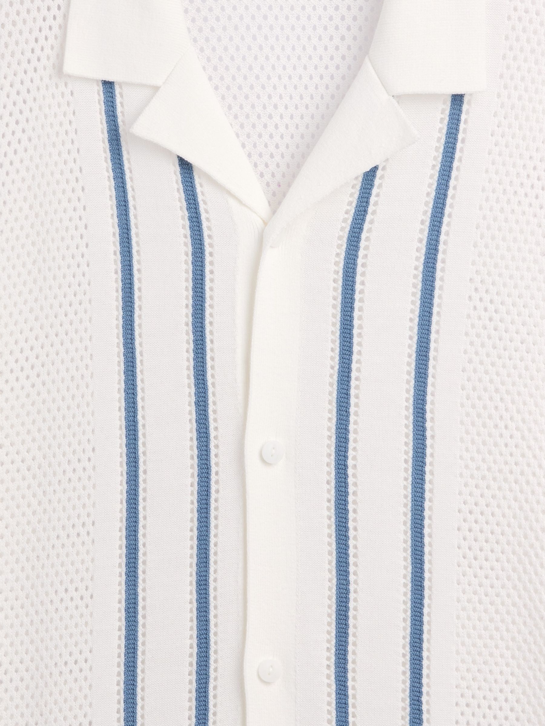 White Stripe Collar Knitted Shirt - Image 4 of 4