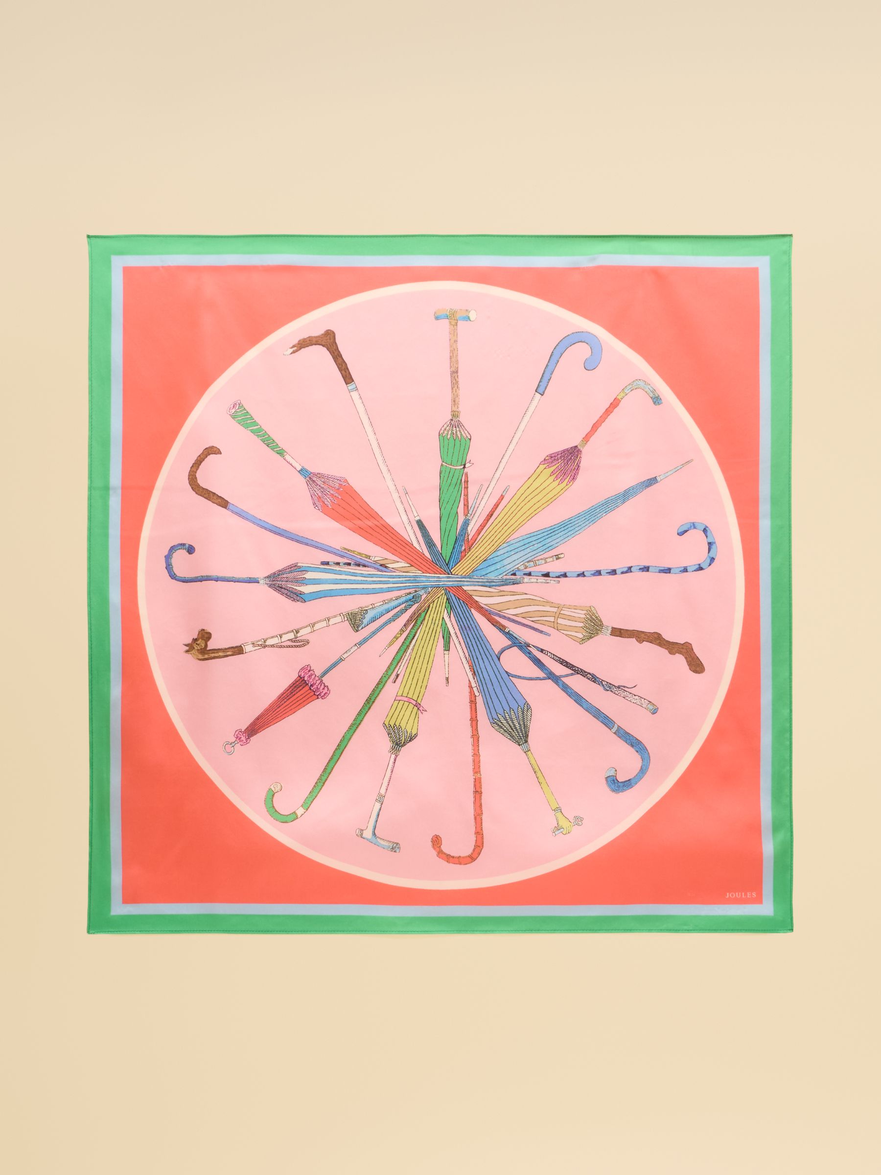 Elsie Multi Bright Umbrella 100% Silk Square Scarf - Image 5 of 6