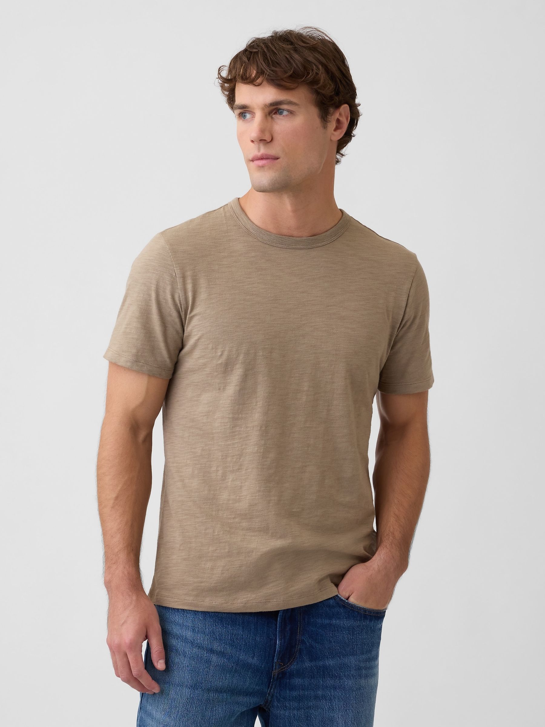 Brown Lived-In Crew Neck Short Sleeve T-Shirt - Image 1 of 5