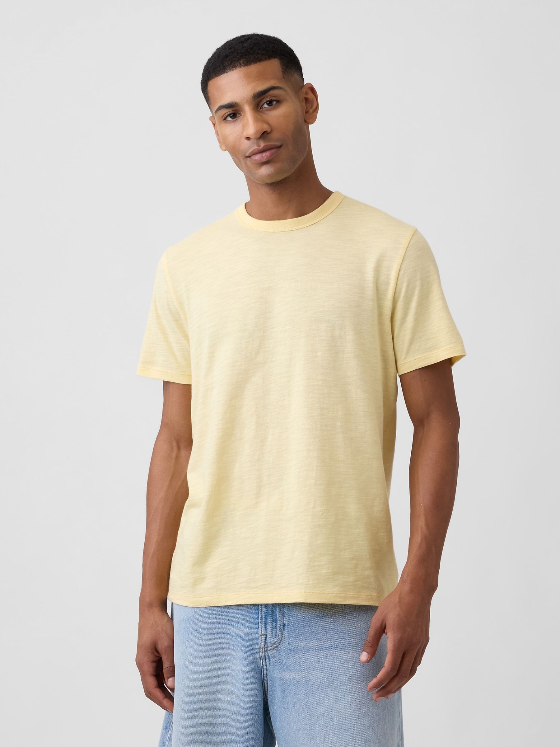 Yellow Lived-In Crew Neck Short Sleeve T-Shirt - Image 1 of 5