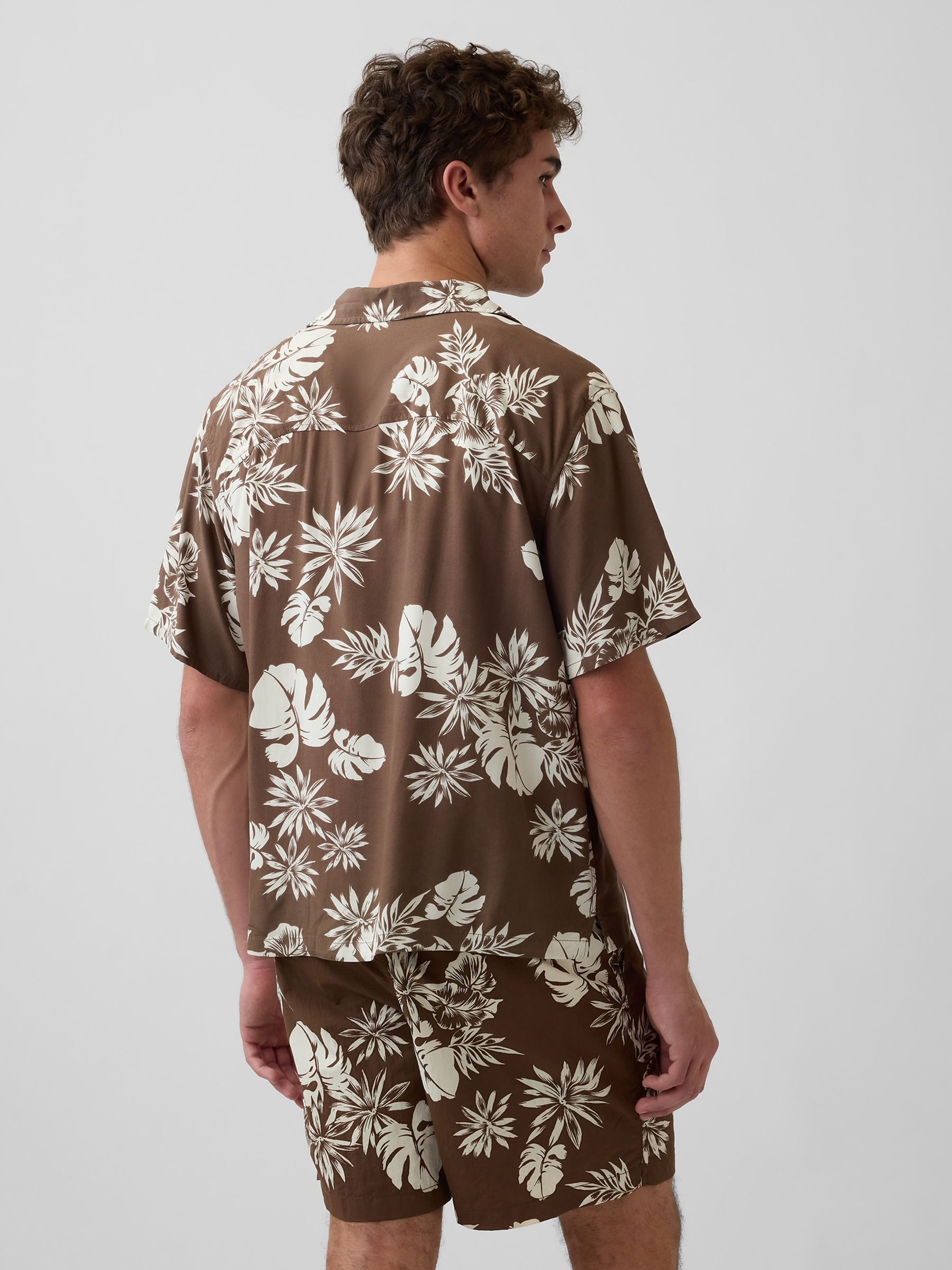 Brown Relaxed Collar Short Sleeve Shirt - Image 2 of 4