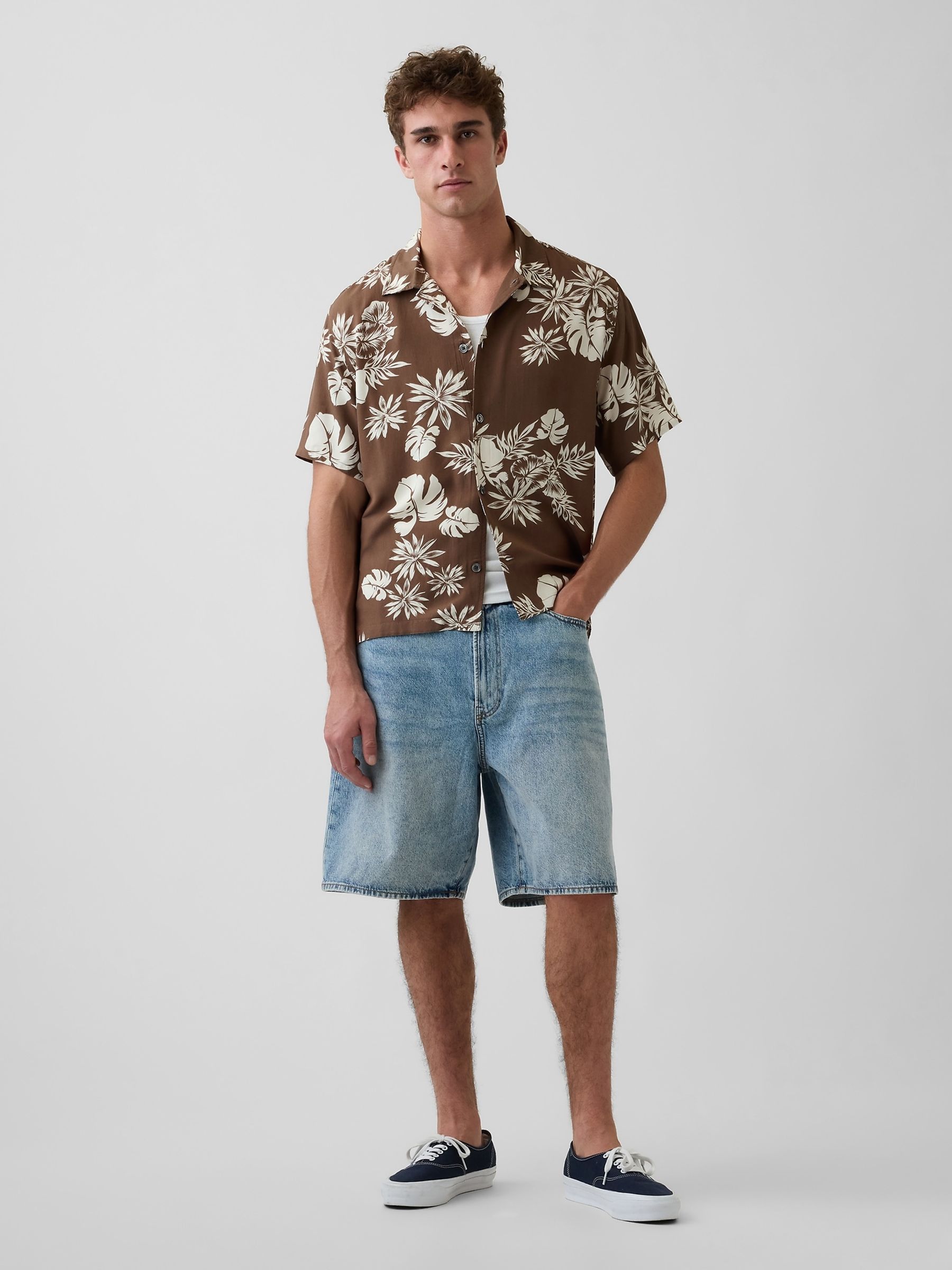 Brown Relaxed Collar Short Sleeve Shirt - Image 3 of 4