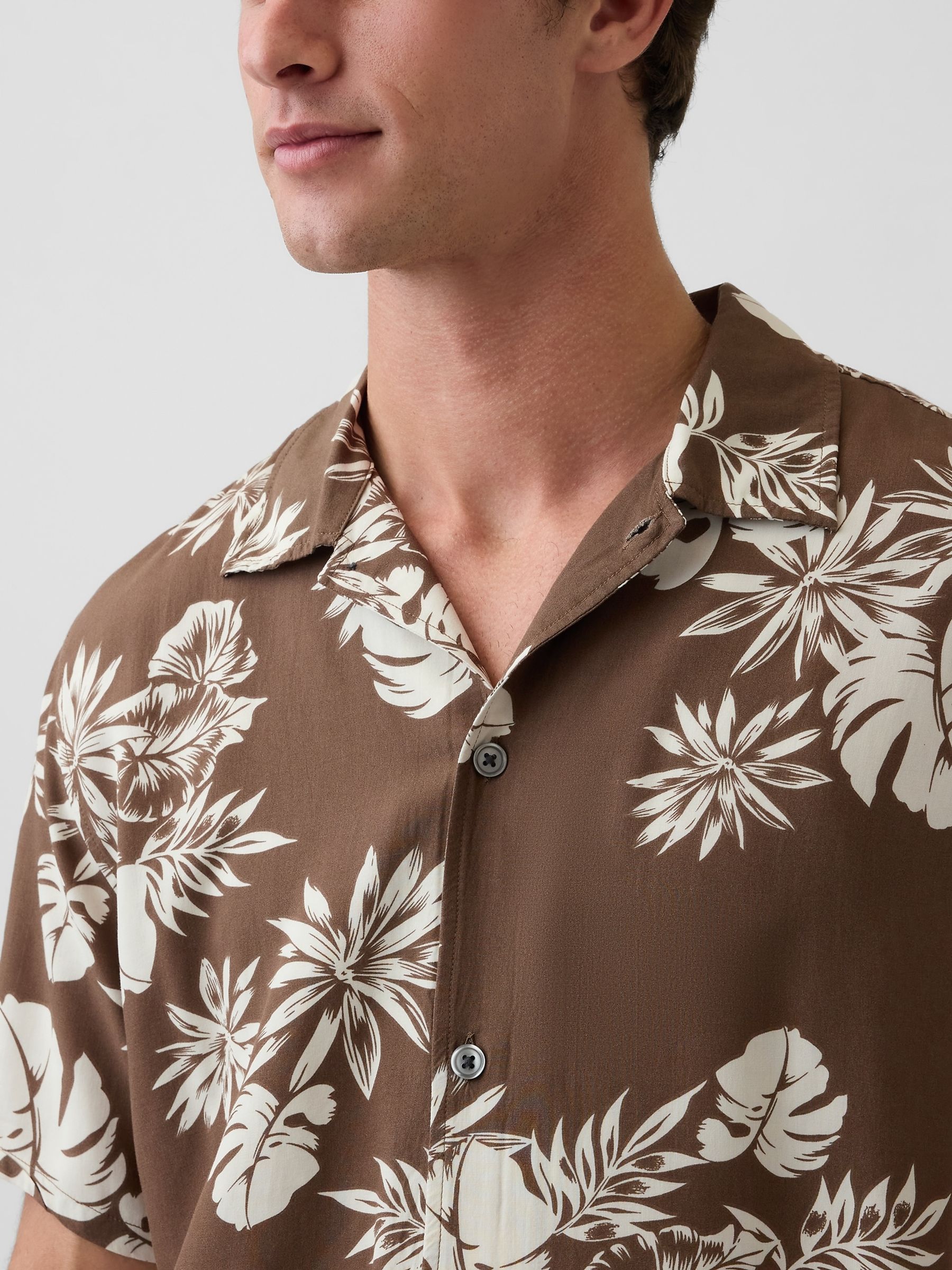 Brown Relaxed Collar Short Sleeve Shirt - Image 4 of 4