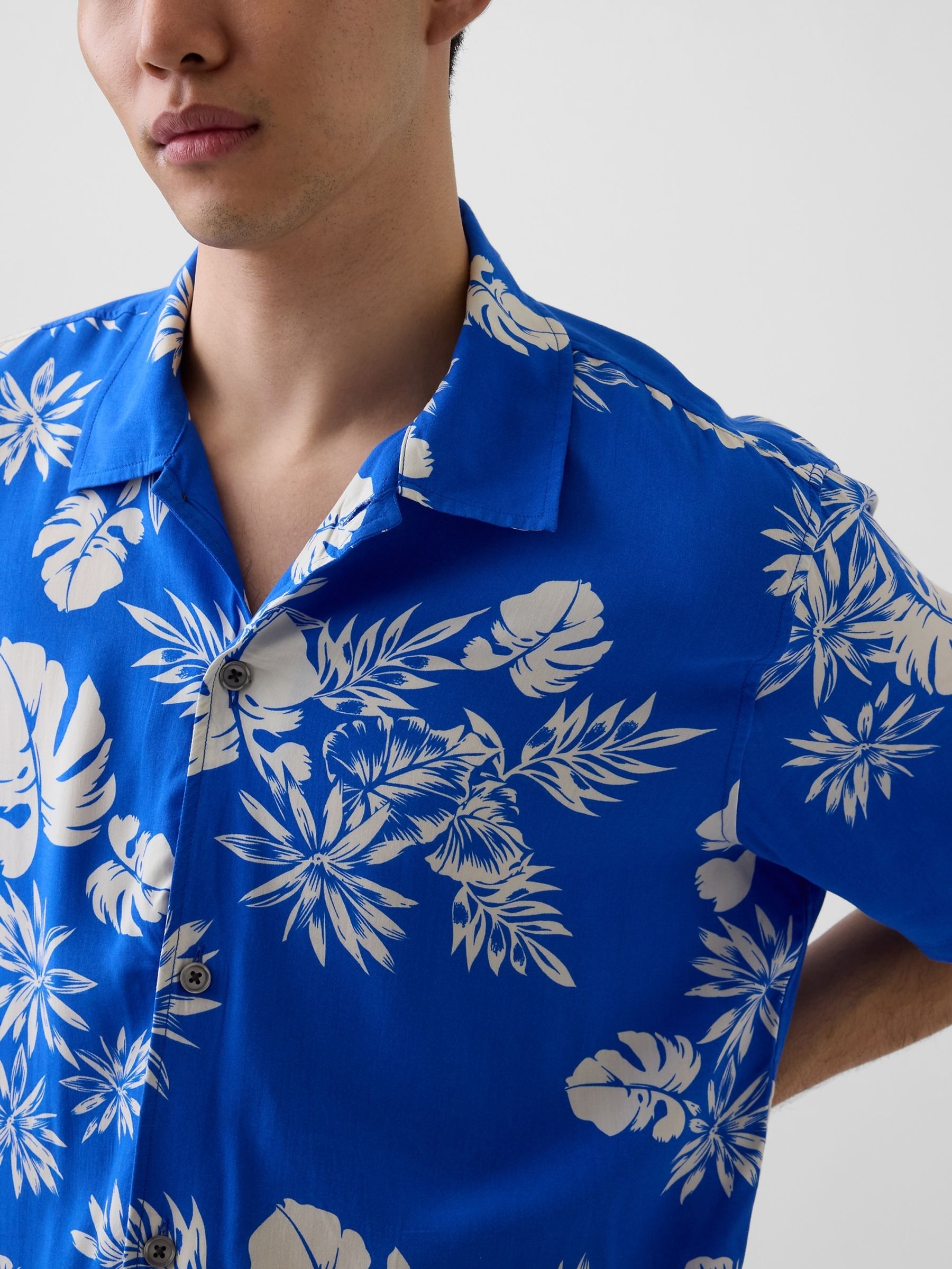 Blue Relaxed Collar Short Sleeve Shirt - Image 4 of 4