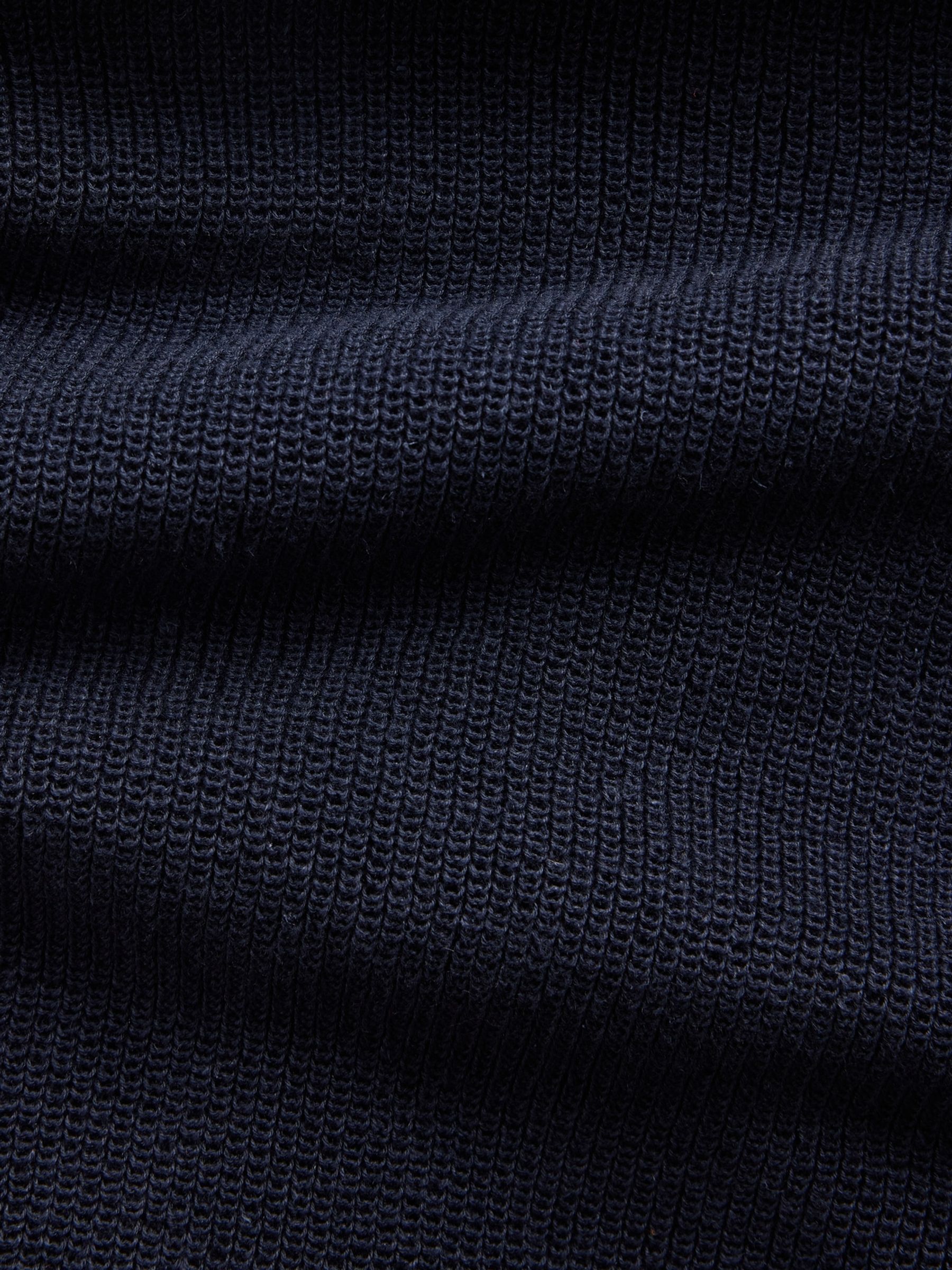 Navy Linen-Blend Knitted Polo Shirt - Image 4 of 4