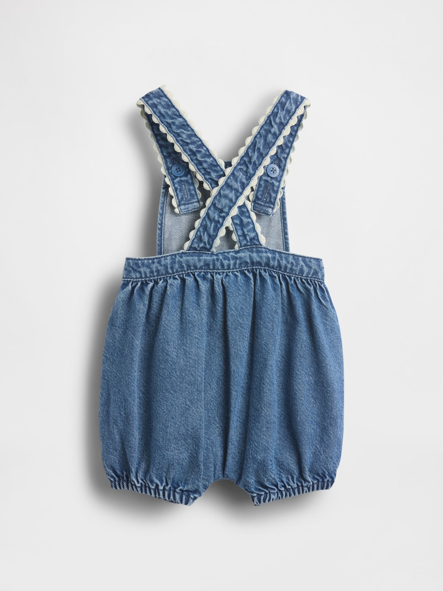 Blue Denim Shell Pocket Bubble Short Overalls - Image 2 of 3