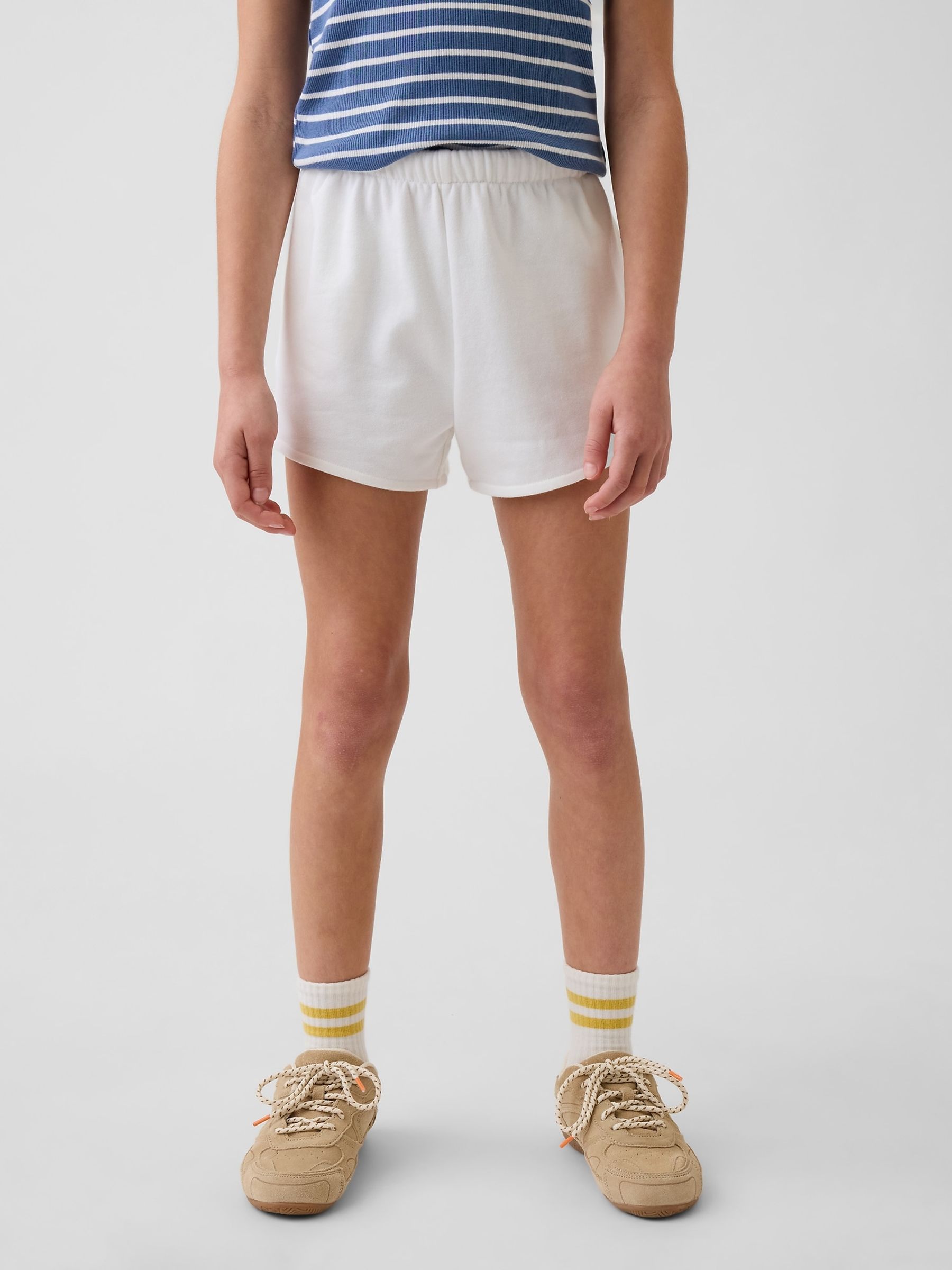 White Vintage Soft French Terry Relaxed Dolphin Shorts - Image 1 of 5