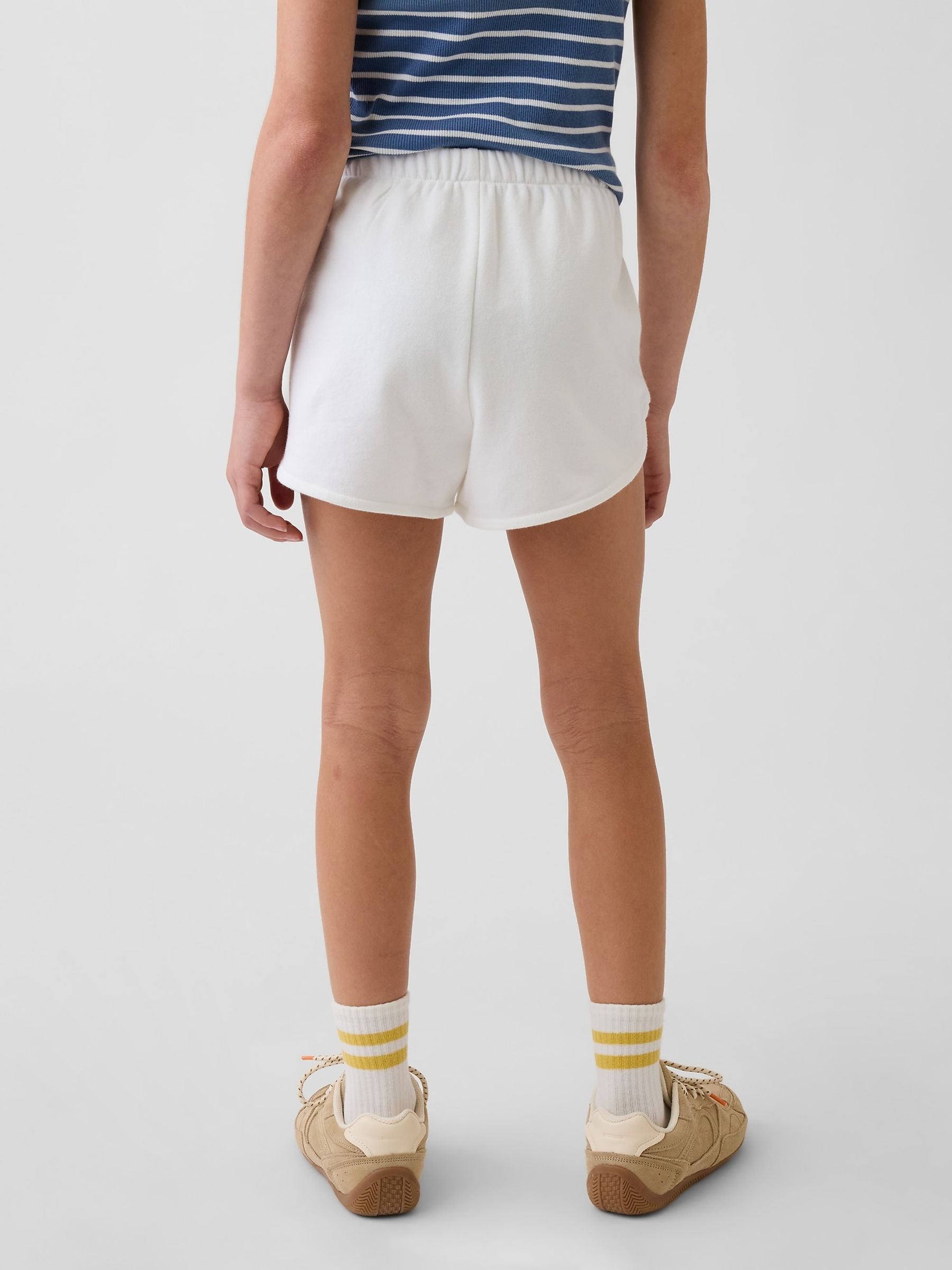 White Vintage Soft French Terry Relaxed Dolphin Shorts - Image 2 of 5