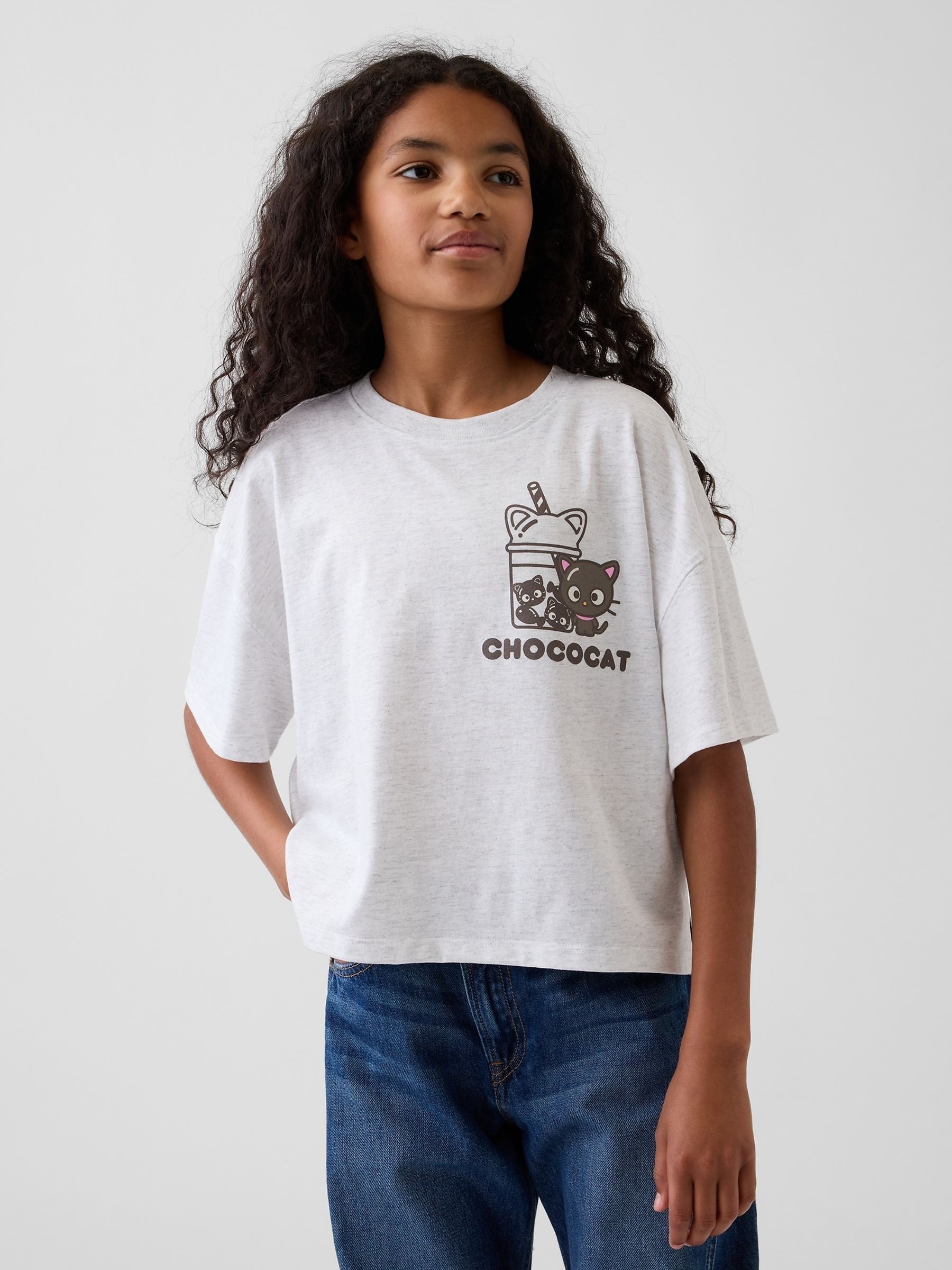 Grey Hello Kitty Oversized Graphic Short Sleeve T-Shirt - Image 1 of 5