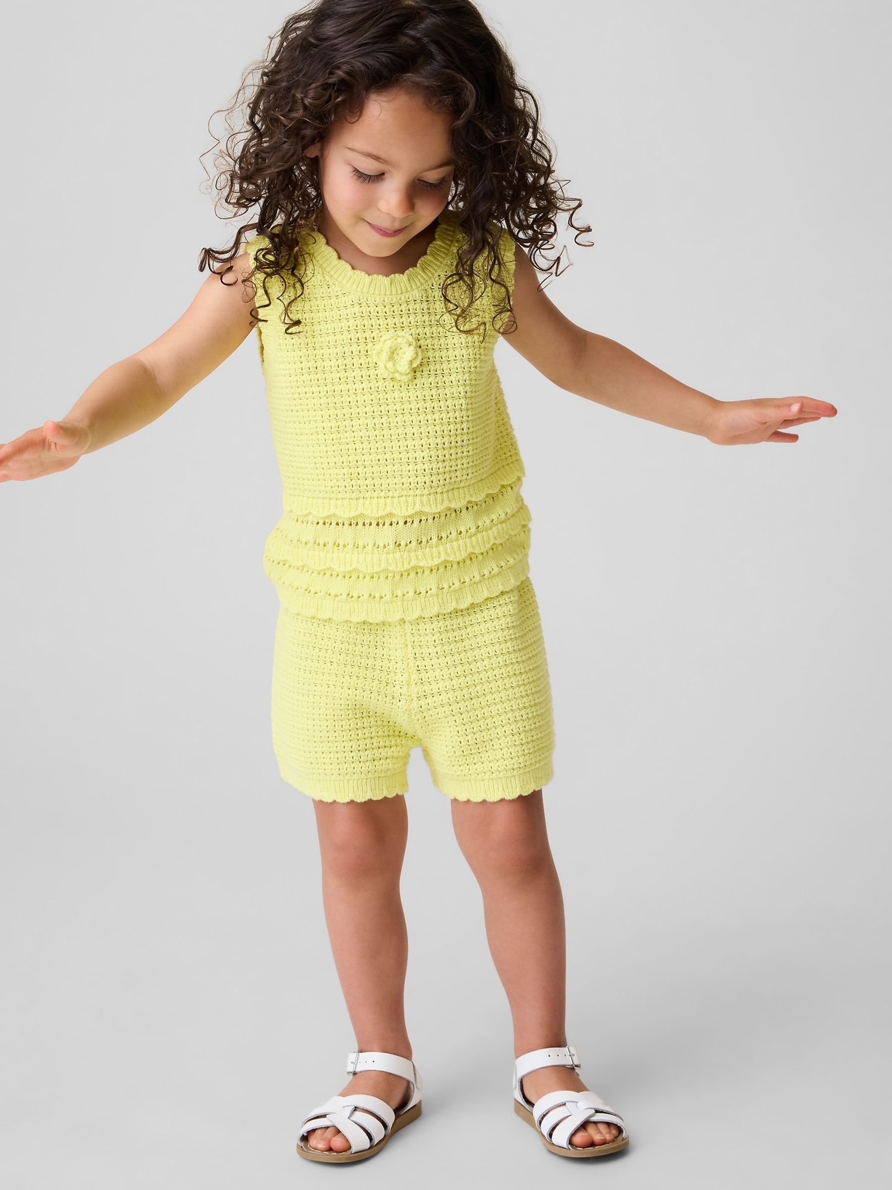 Yellow Crochet Pull On Shorts - Image 1 of 4