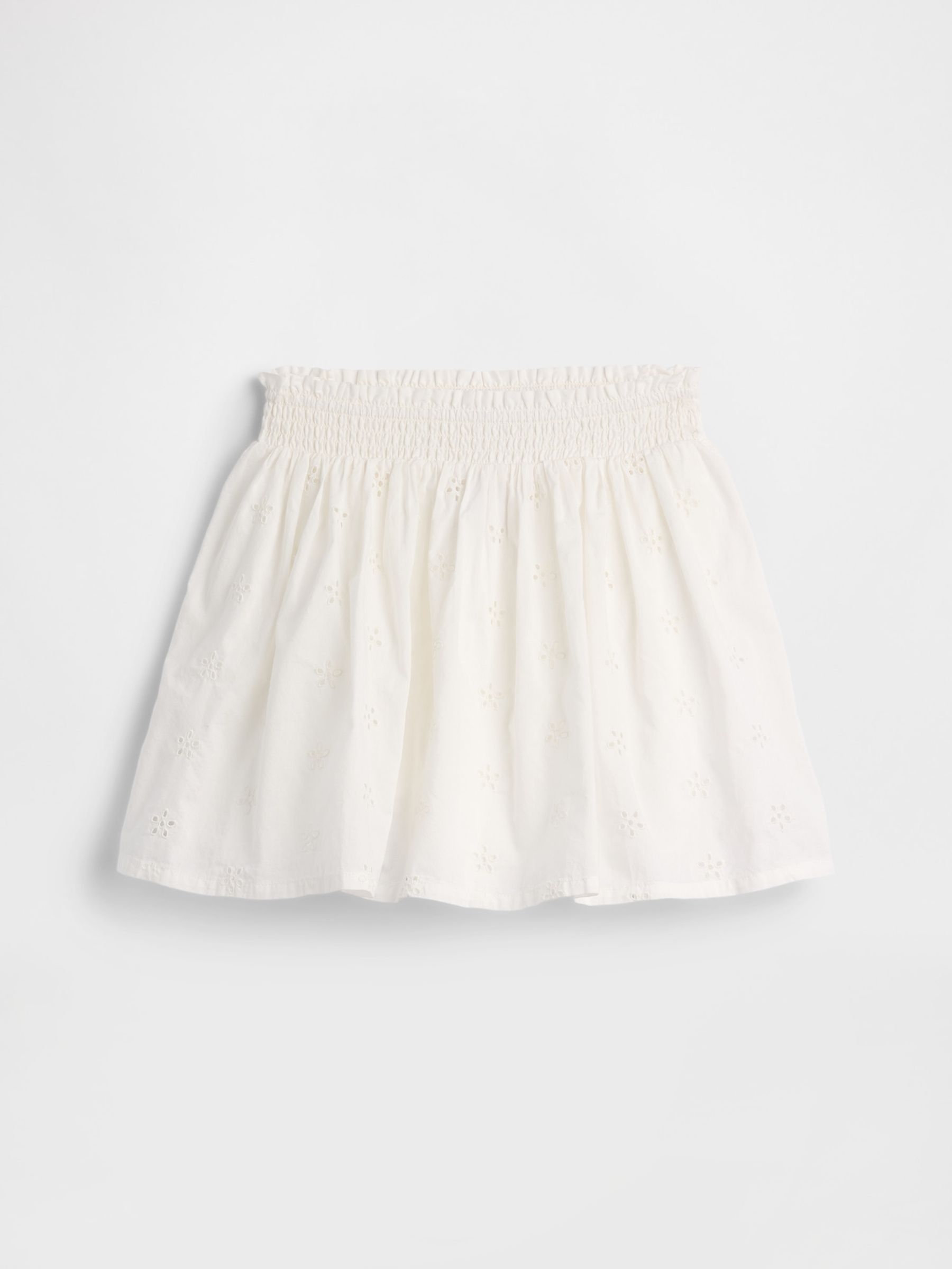 White Pull On Smocked Skirt - Image 1 of 3