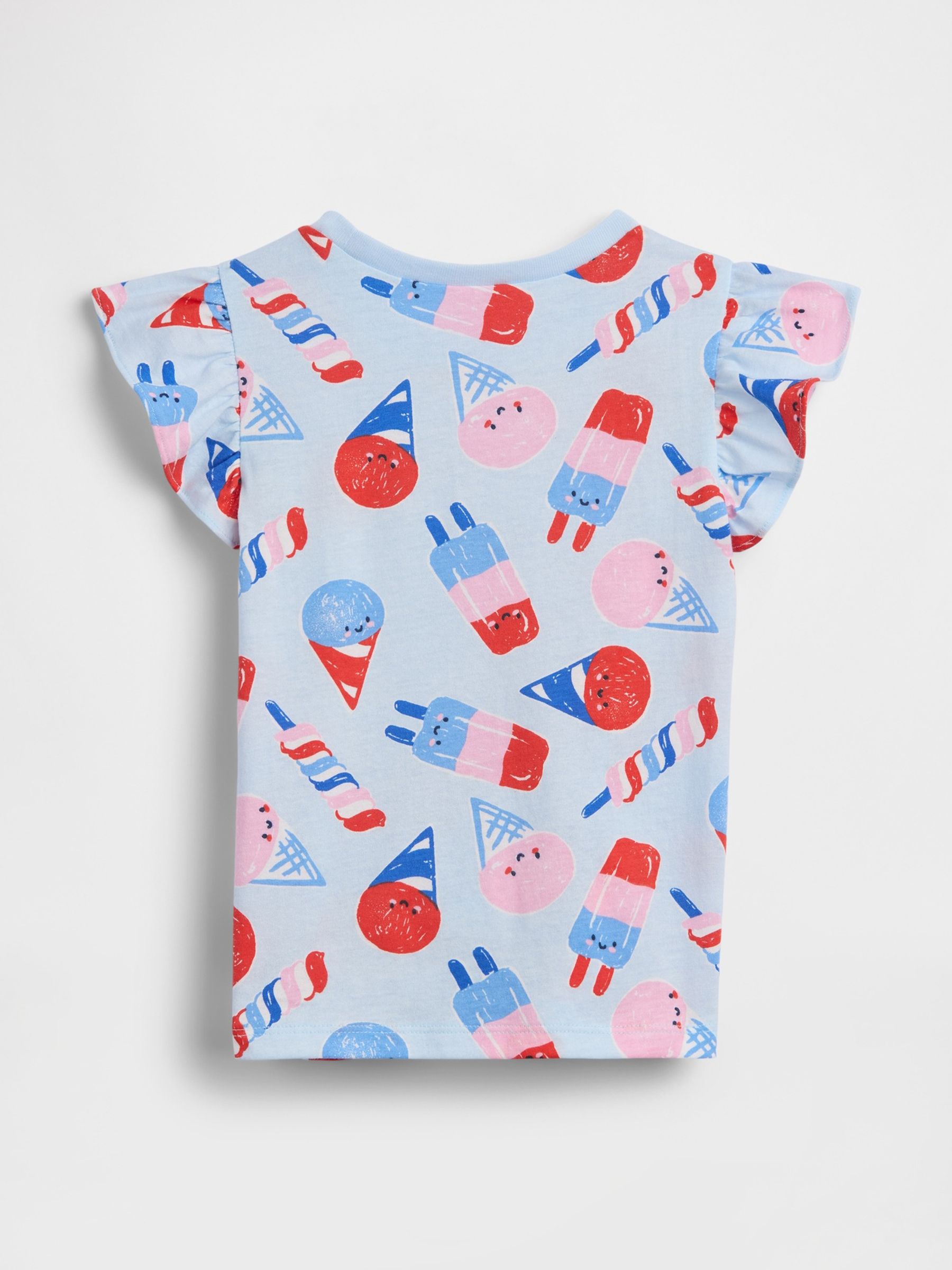 Blue Print Flutter Sleeve T-Shirt - Image 2 of 3
