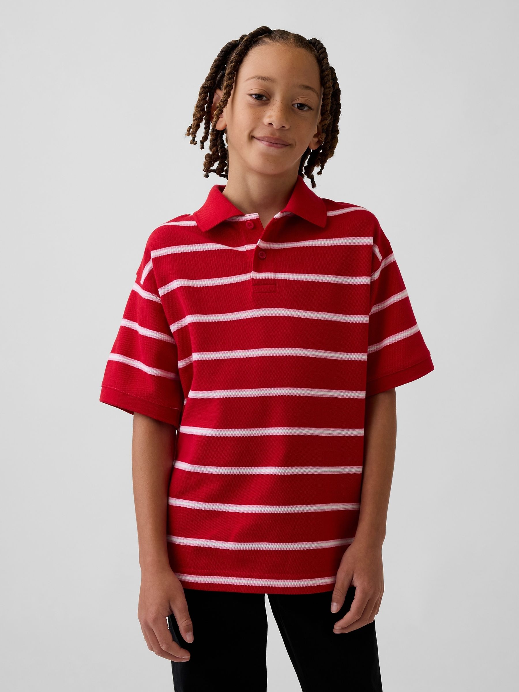 Red Relaxed Pique Polo Shirt - Image 1 of 3