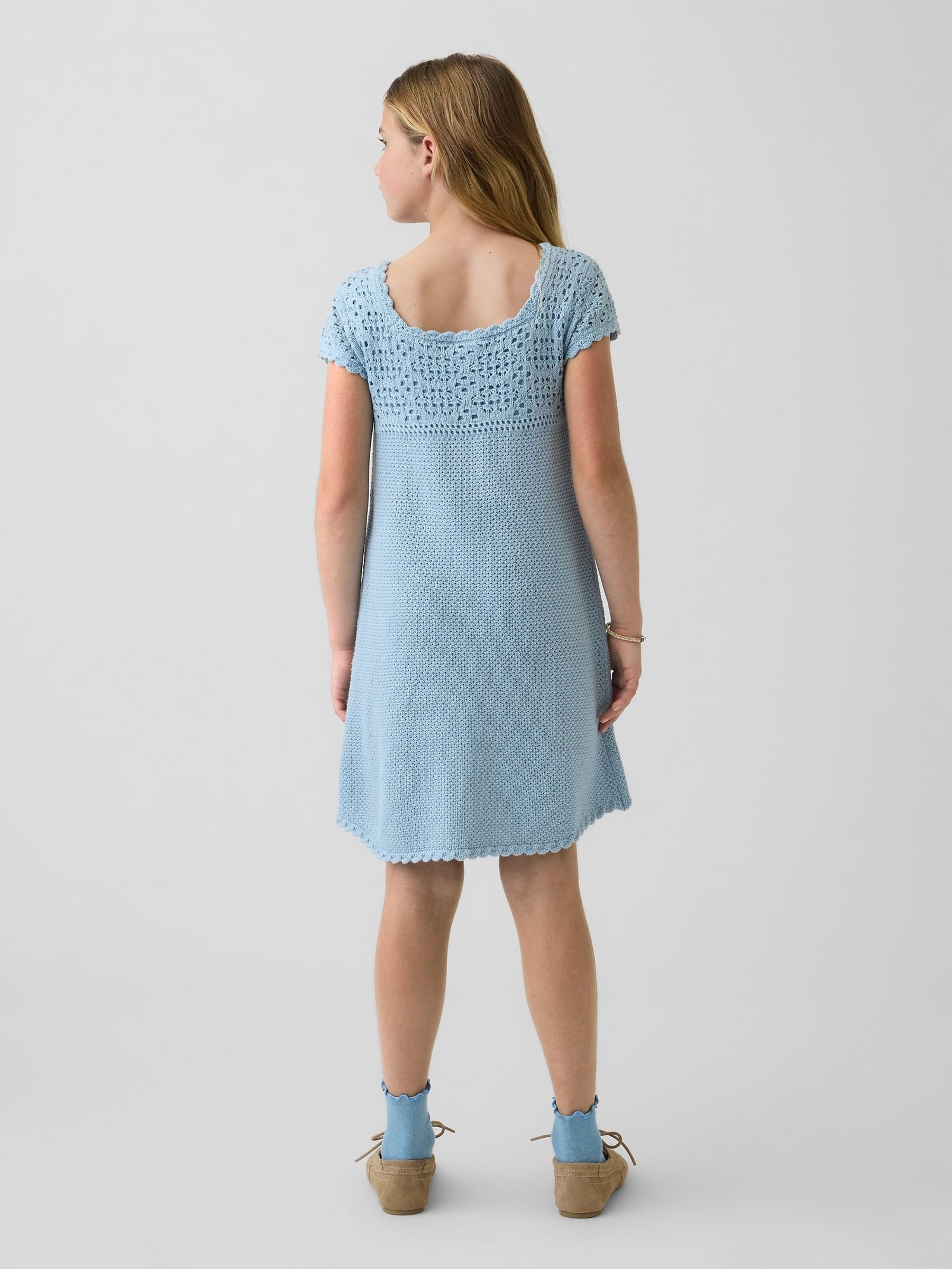Light Blue Crochet Knitted Dress - Image 2 of 4