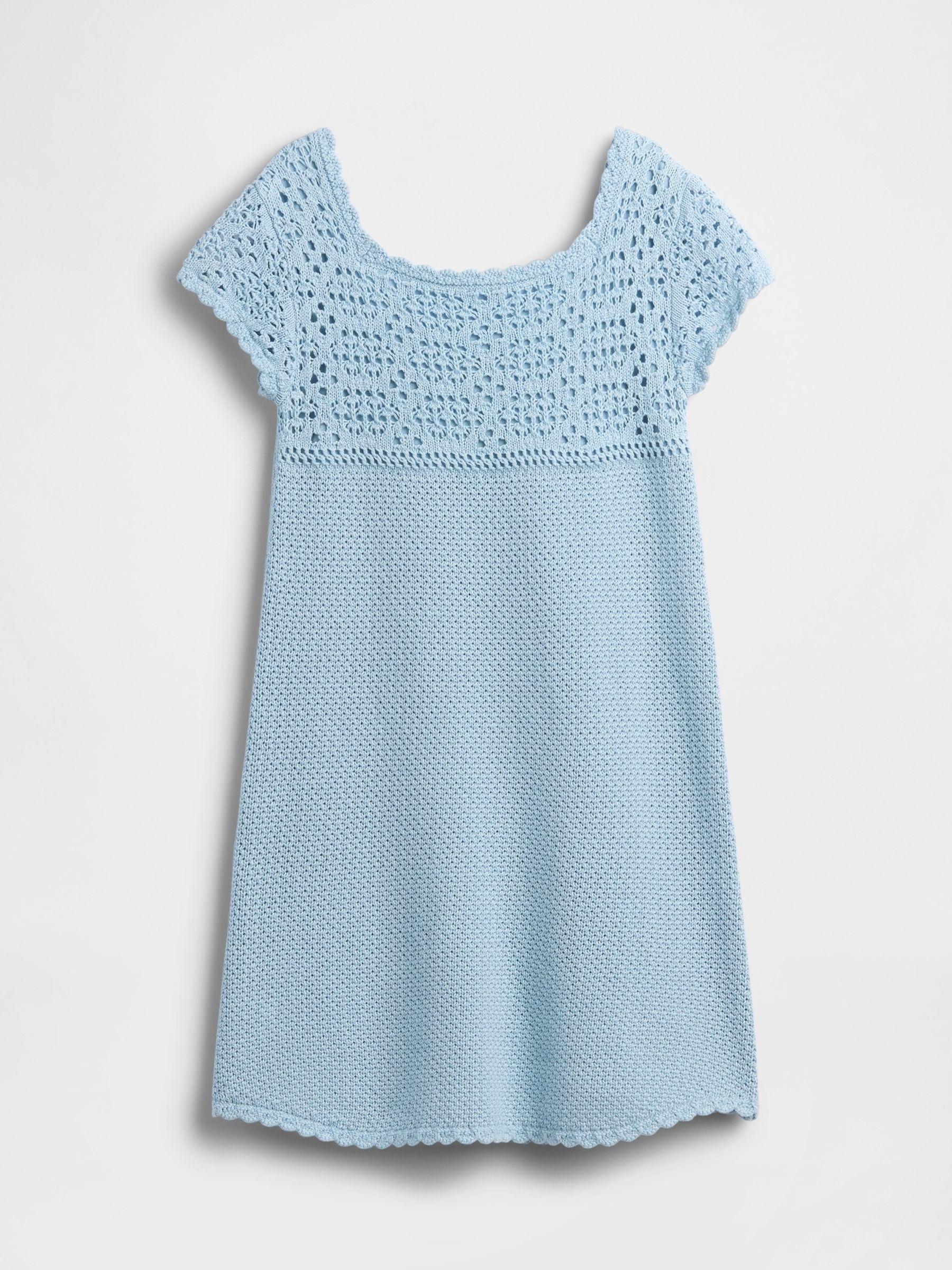 Light Blue Crochet Knitted Dress - Image 3 of 4