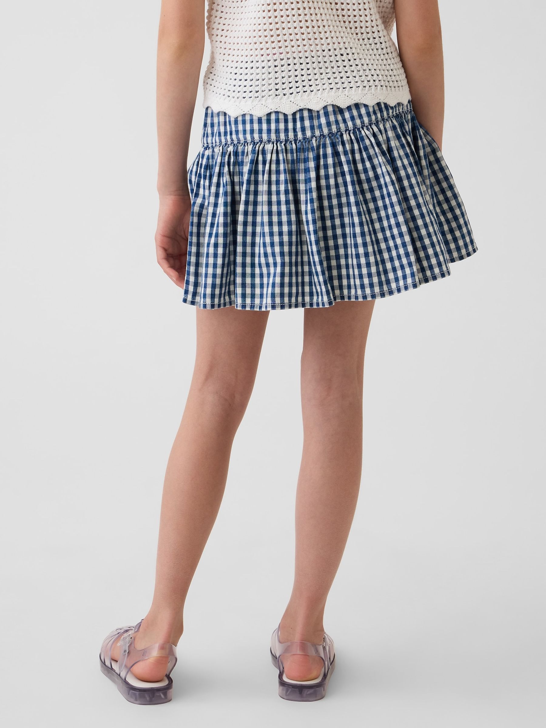 Blue Gingham Denim Tiered Skort - Image 2 of 4