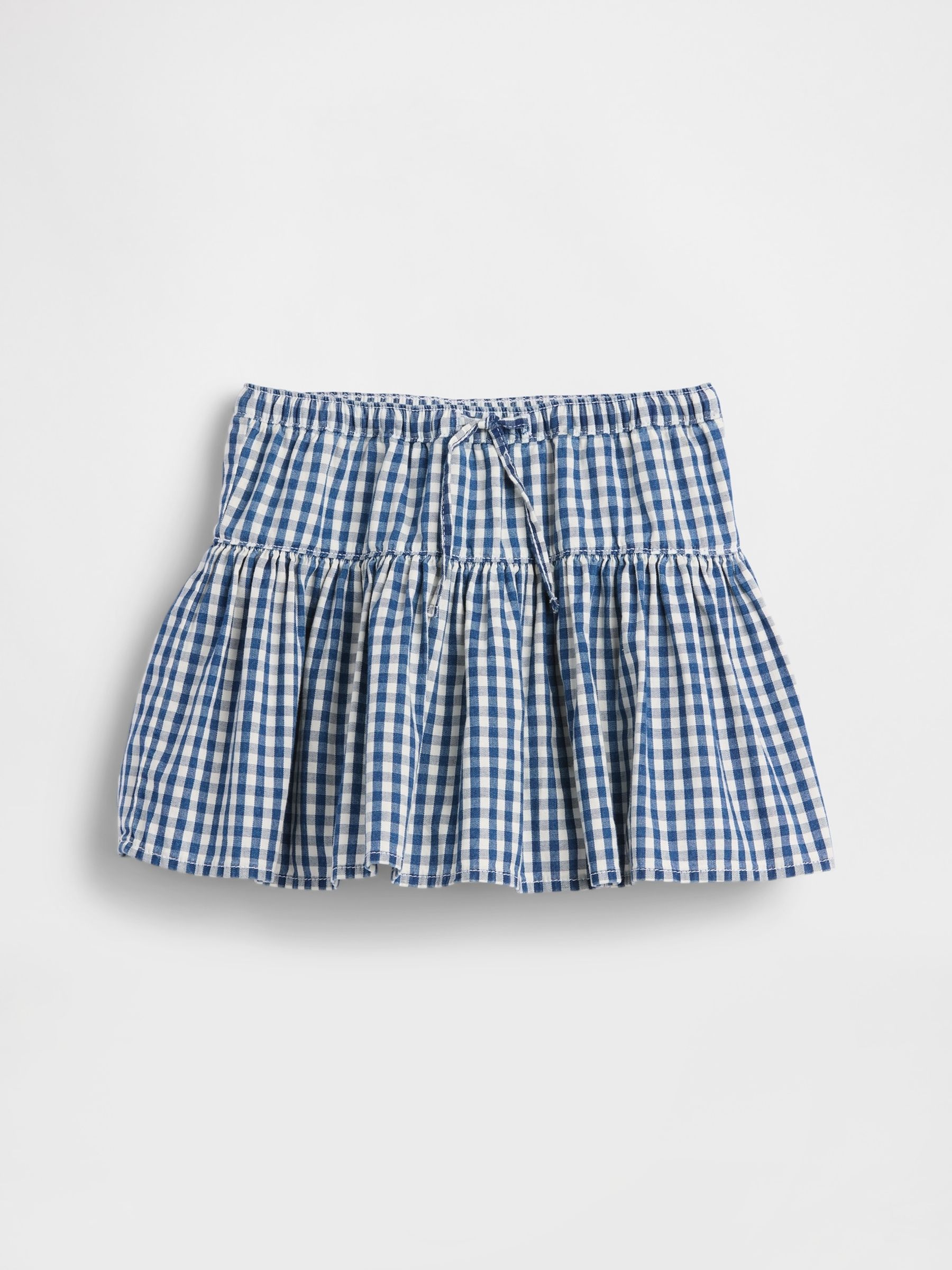 Blue Gingham Denim Tiered Skort - Image 3 of 4