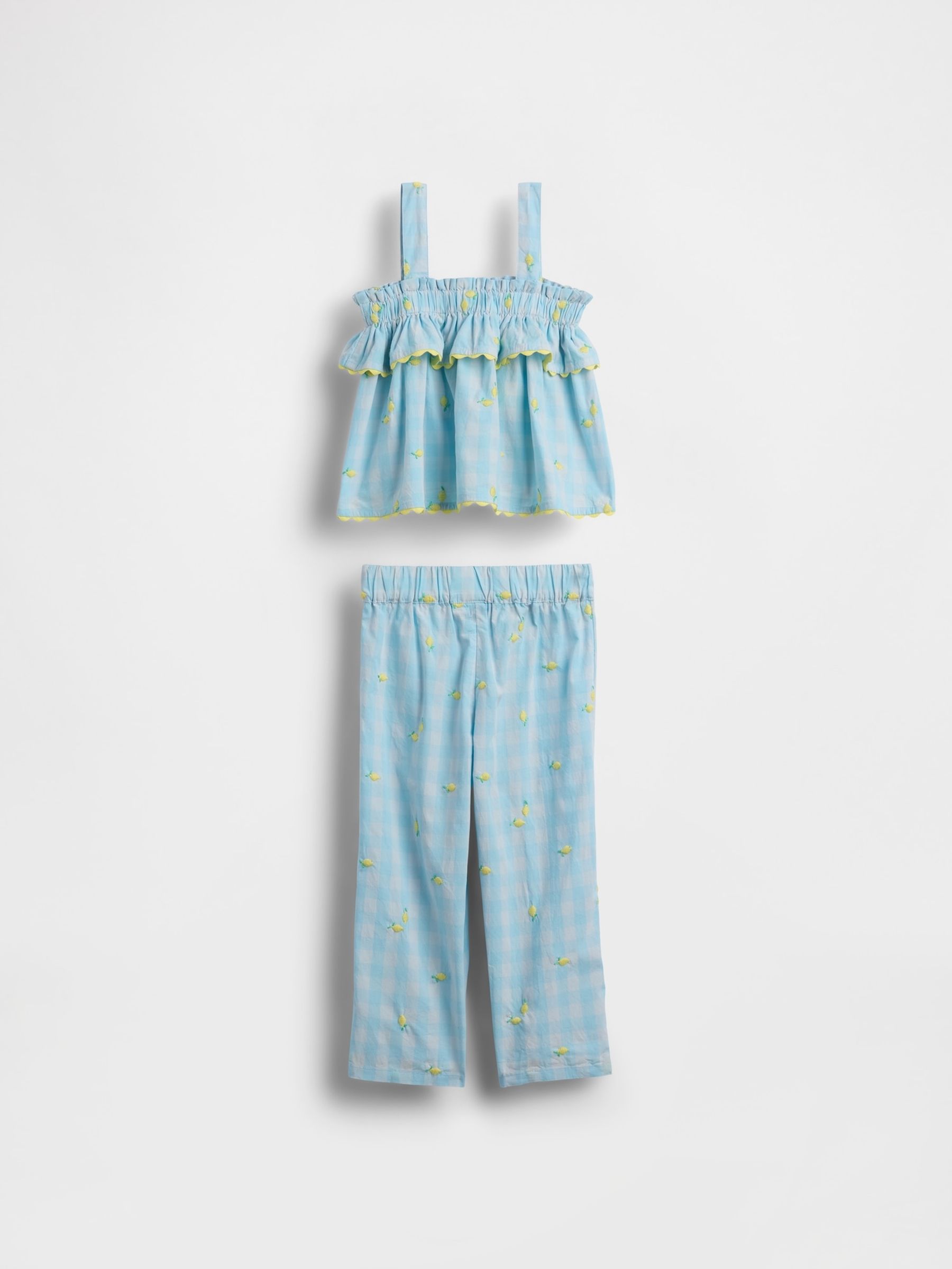 Blue Lemon Gingham Outfit Set - Image 2 of 2