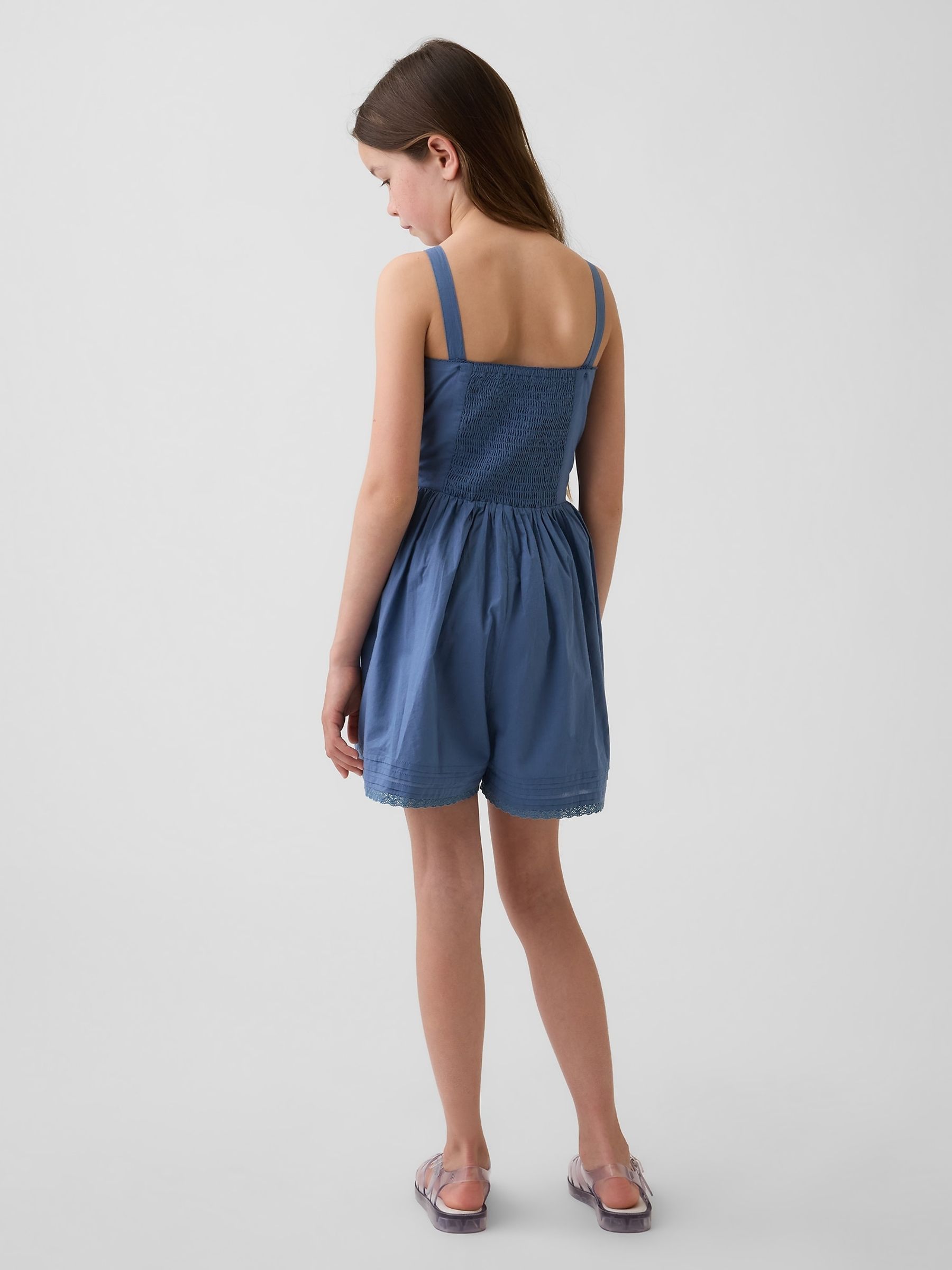 Blue Lace-Trim Shorts Jumpsuit - Image 2 of 4