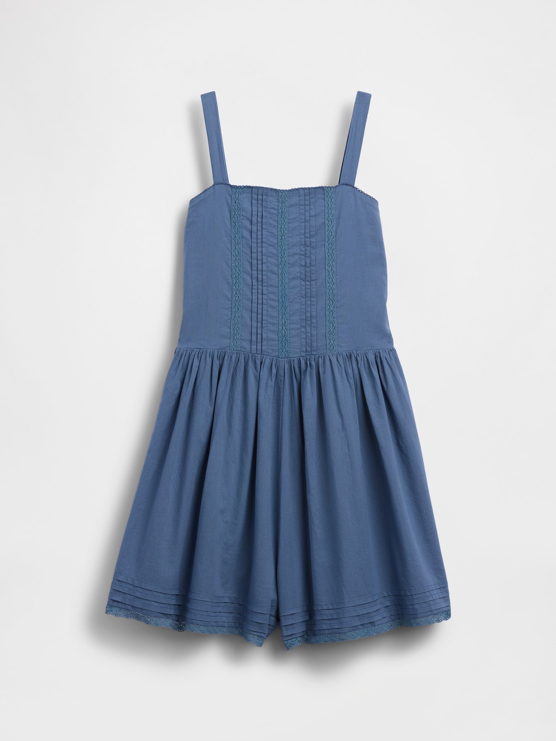 Blue Lace-Trim Shorts Jumpsuit - Image 3 of 4