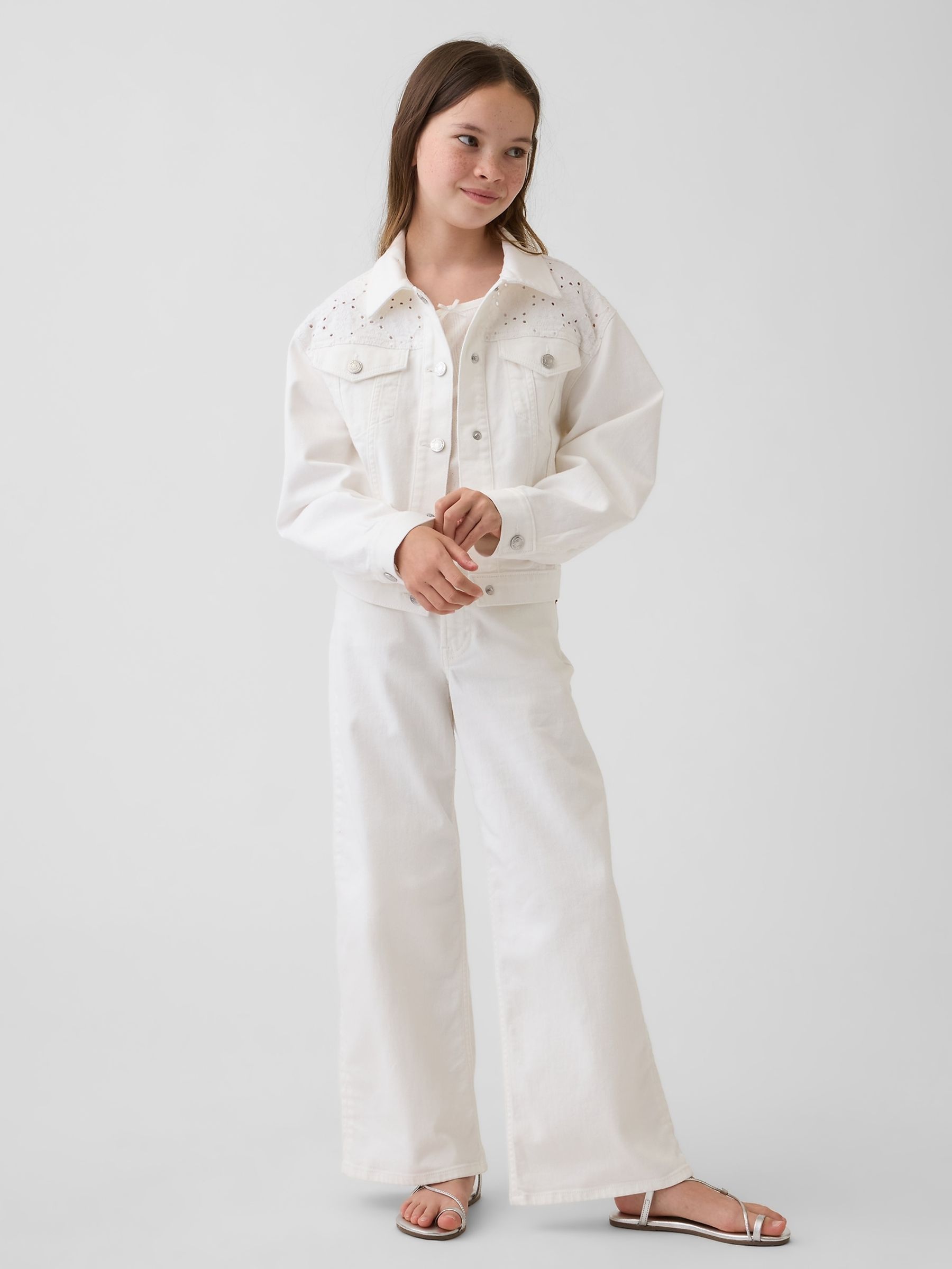 White Low Rise Stride Wide-Leg Jeans - Image 3 of 5