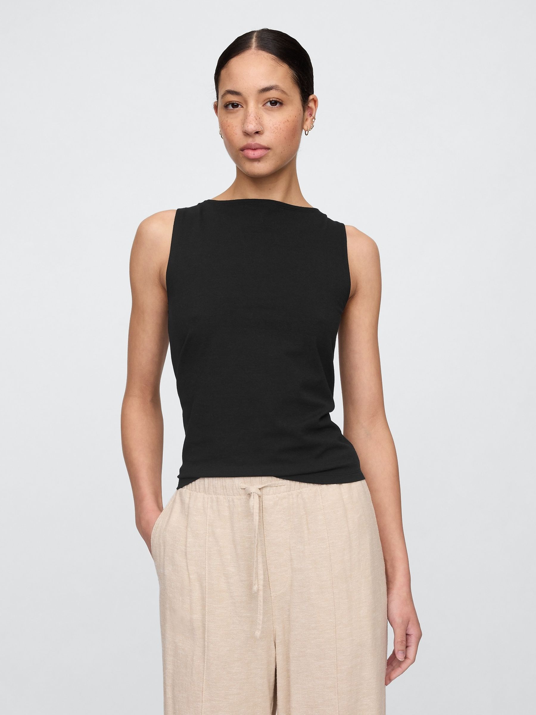 Black Boatneck Vest - Image 1 of 4