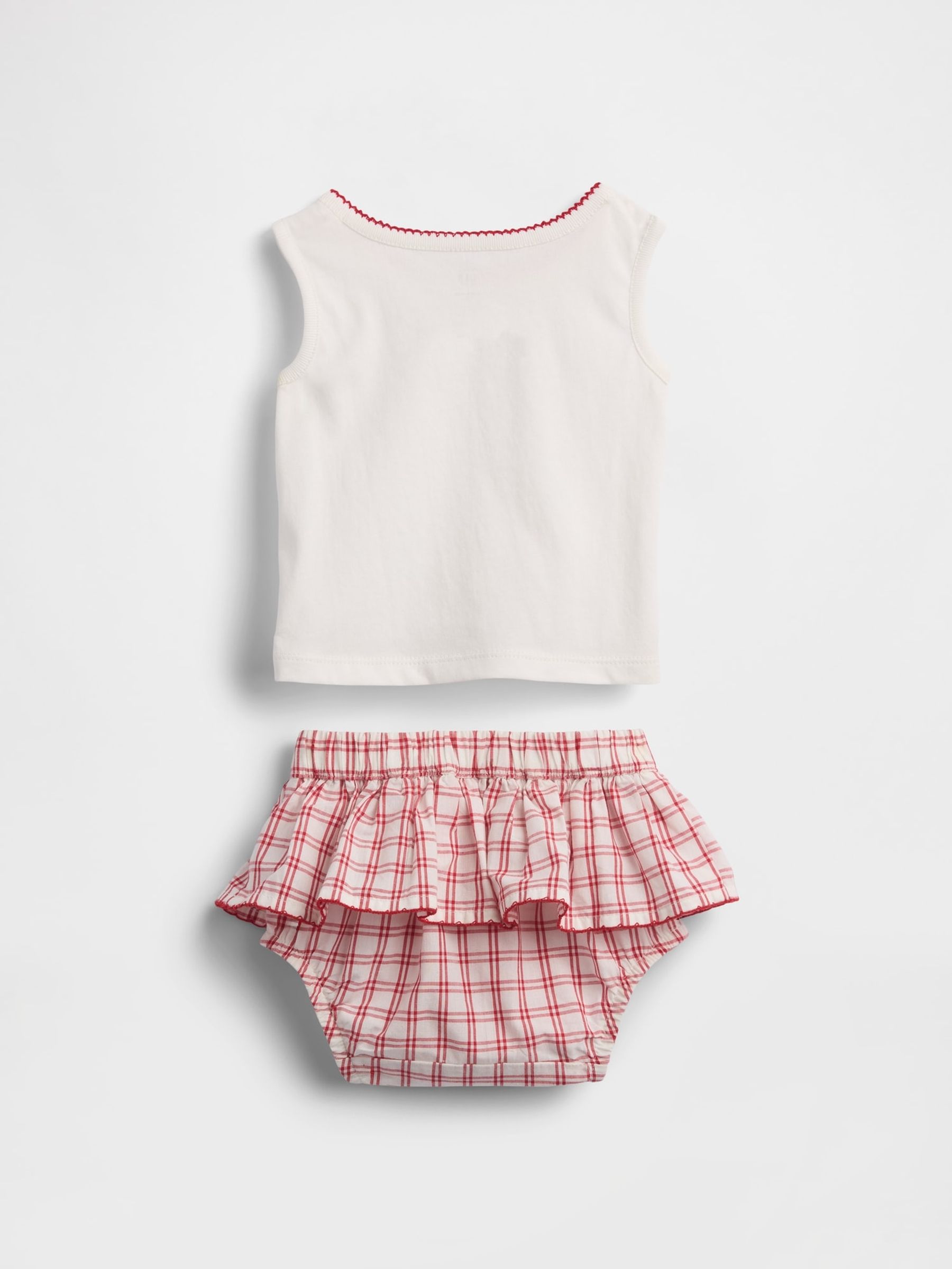 Red/White Brannan Bear Vest and Check Skort Set - Image 2 of 3