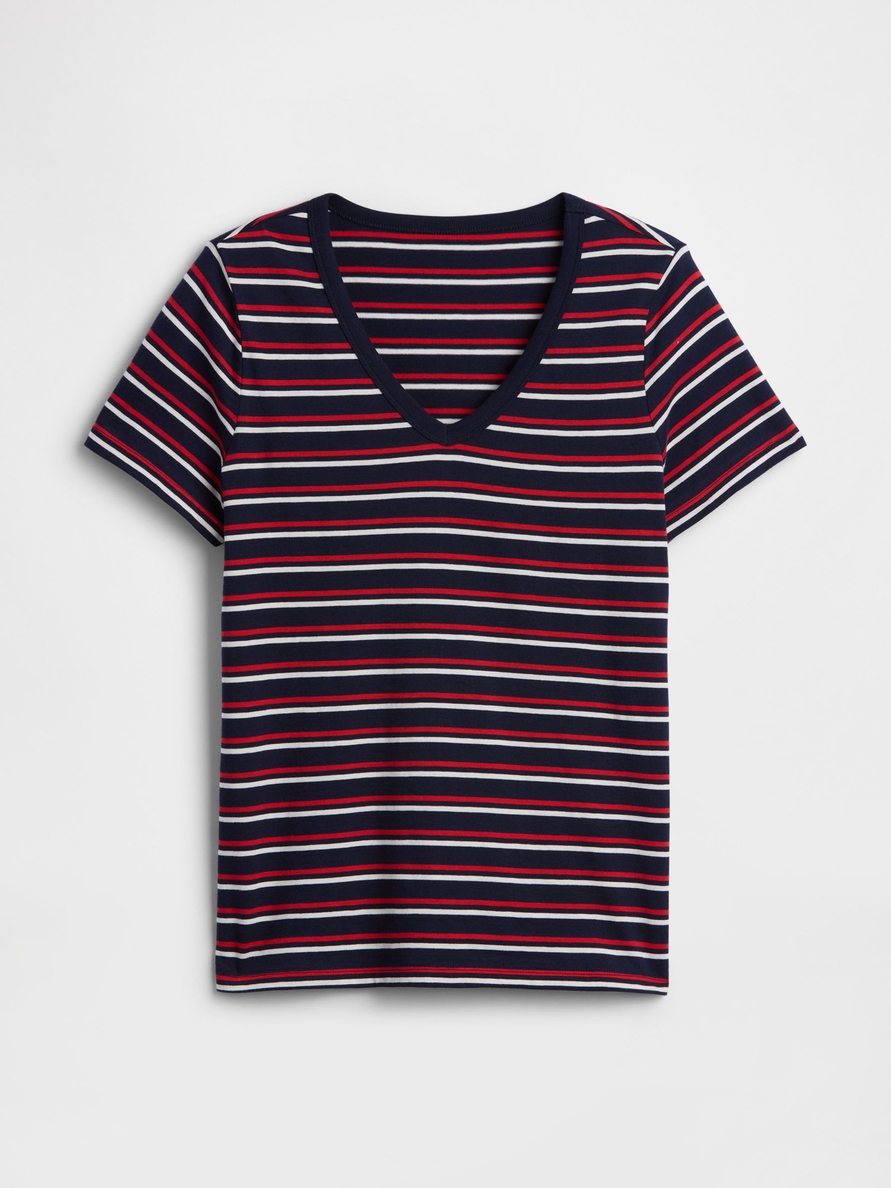 Blue/Red stripe Favourite V-Neck Short Sleeve T-Shirt - Image 5 of 5