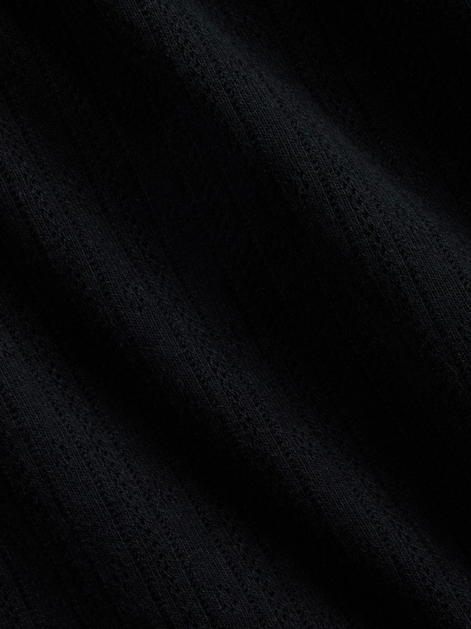 Black Pointelle Crew Neck Short Sleeve T-Shirt - Image 4 of 4