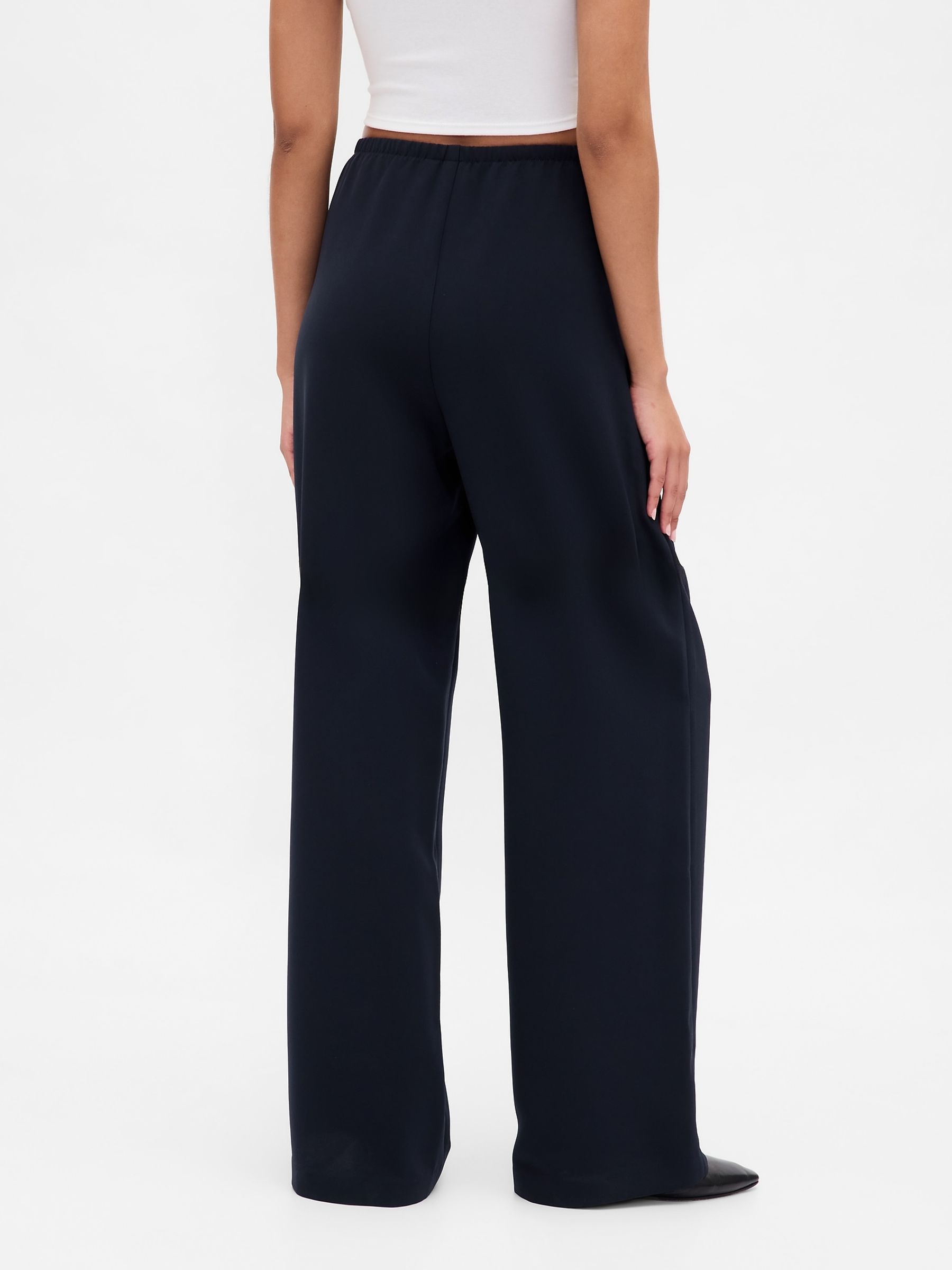 Navy Blue Easy Wide-Leg Trousers - Image 2 of 6
