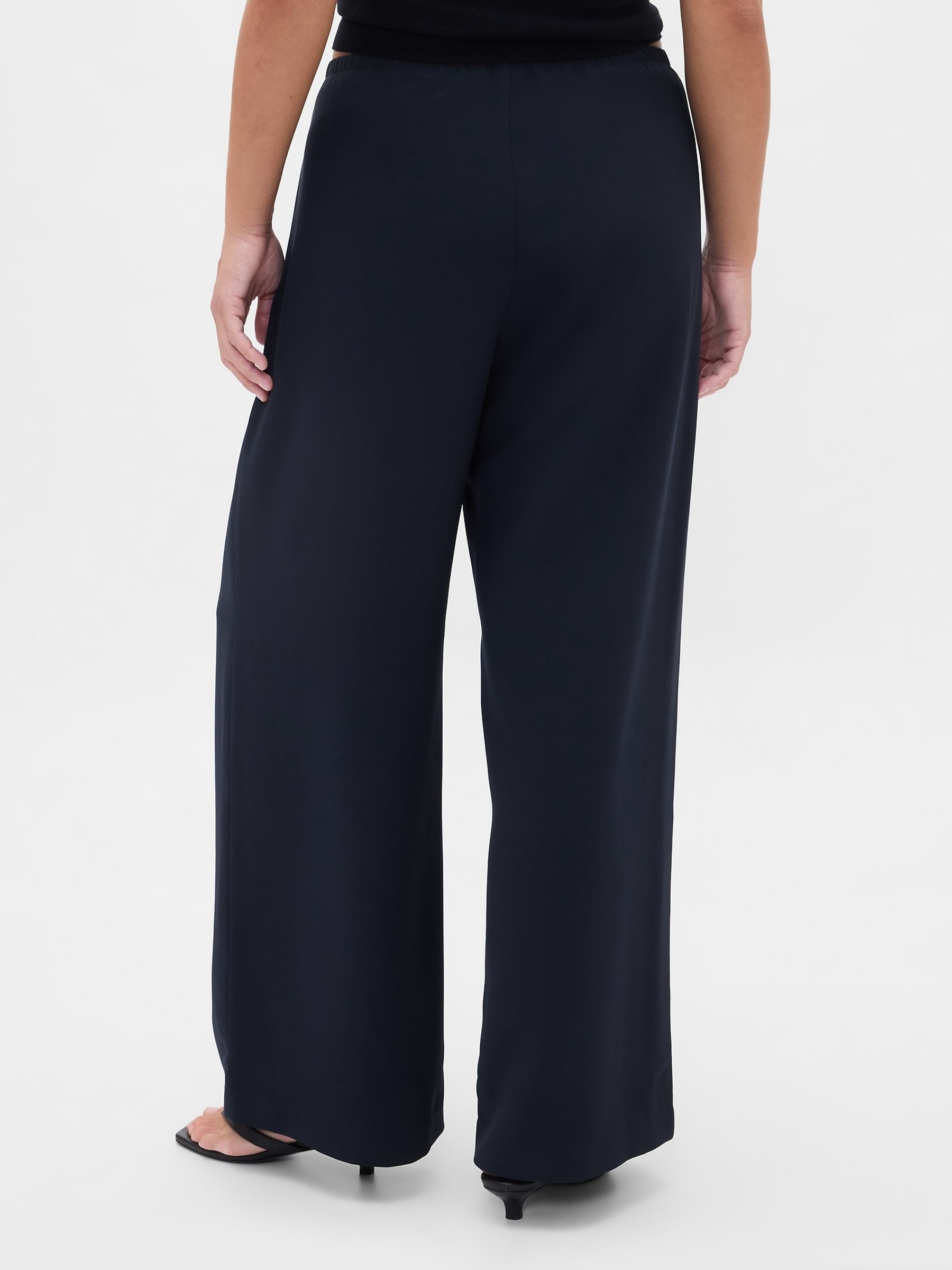 Navy Blue Easy Wide-Leg Trousers - Image 4 of 6