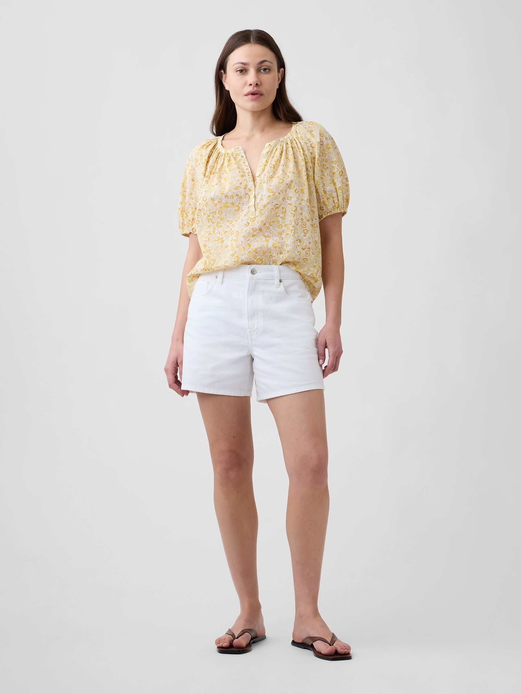 Yellow Floral Oversized Puff Sleeve Top - Image 3 of 5