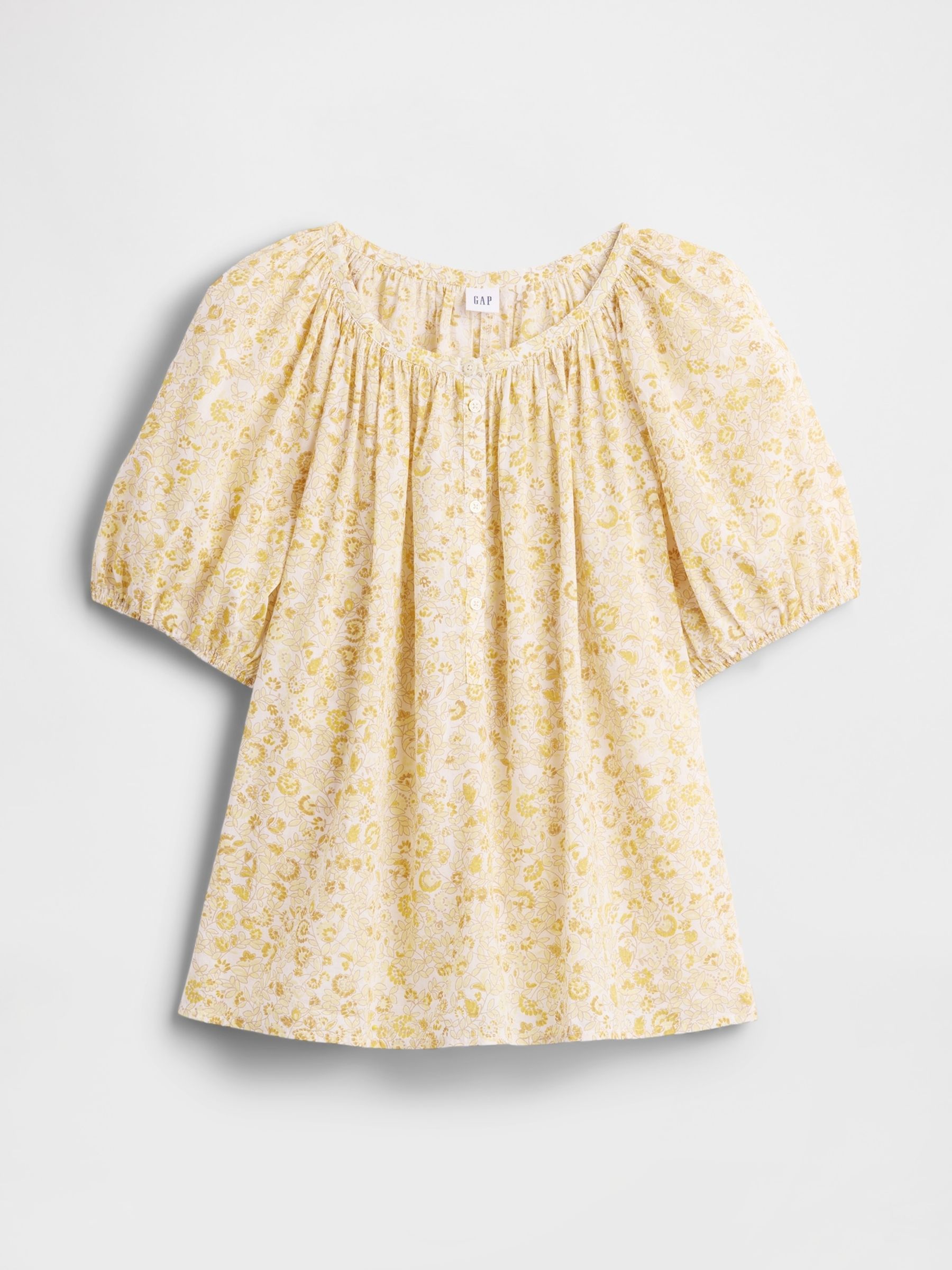 Yellow Floral Oversized Puff Sleeve Top - Image 5 of 5