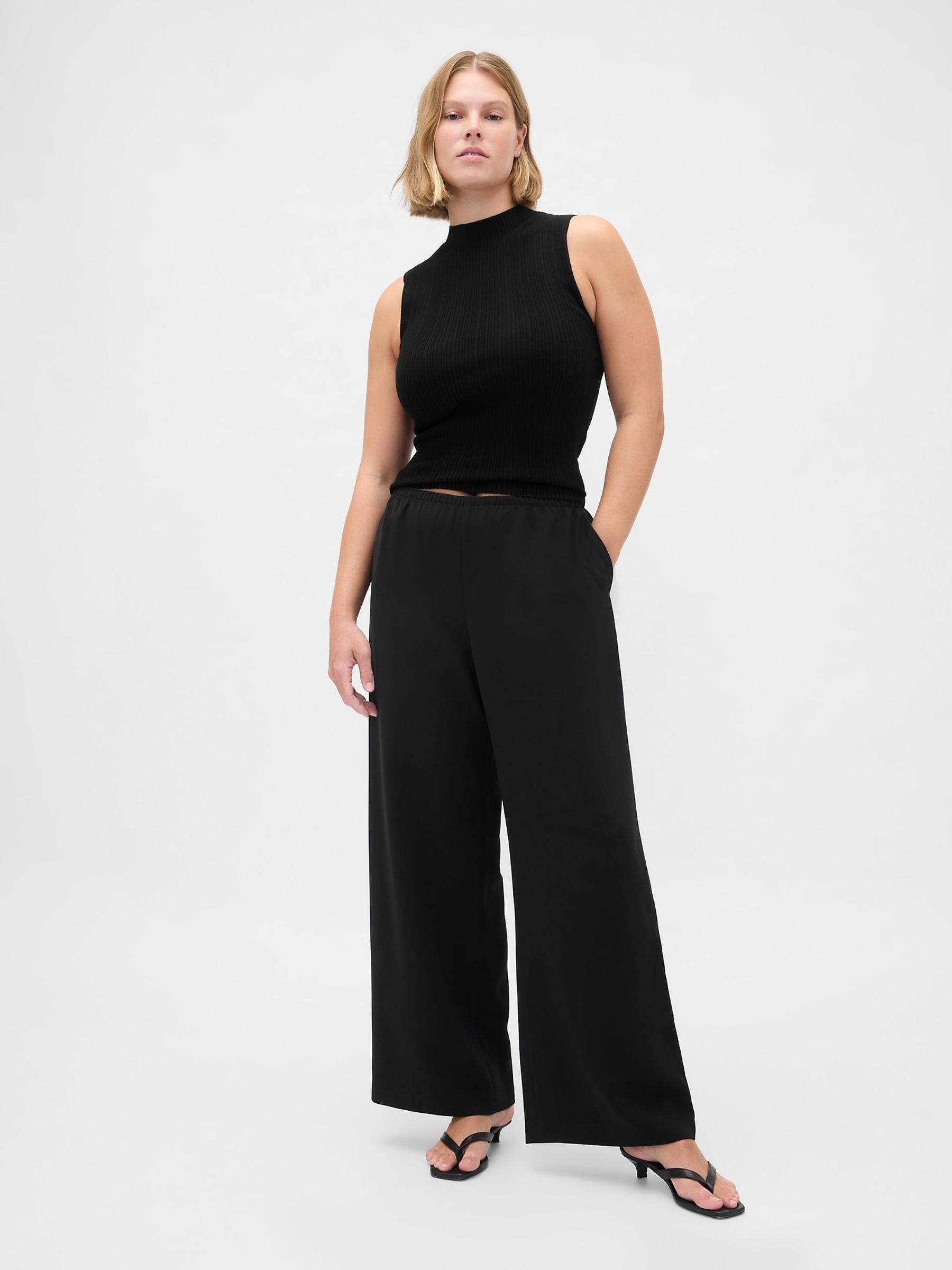 Black Easy Wide-Leg Trousers - Image 3 of 6
